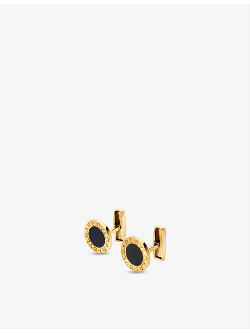 BVLGARI BVLGARI BVLGARI 18ct yellow-gold and onyx cufflinks outlook