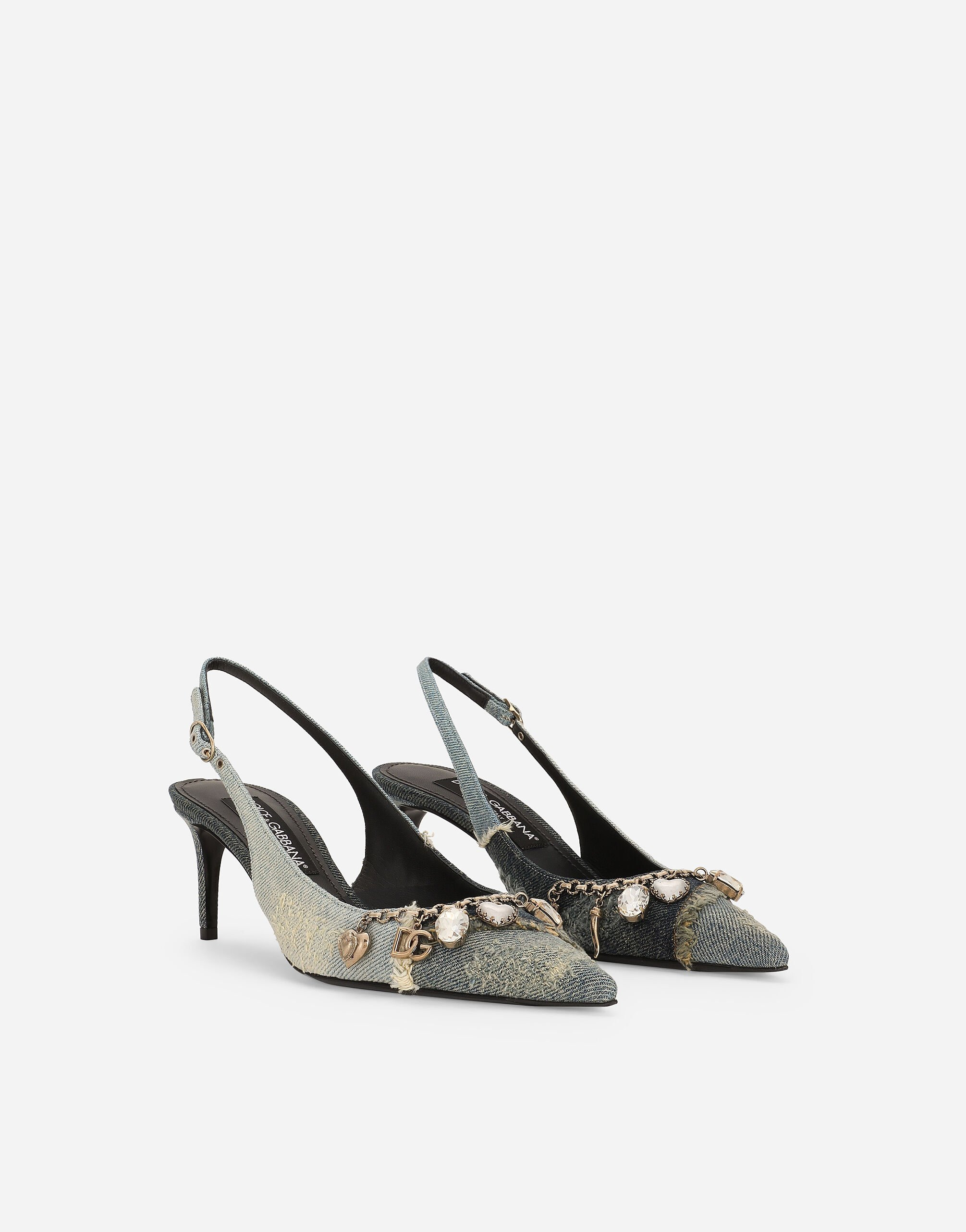 Patchwork denim slingbacks - 2