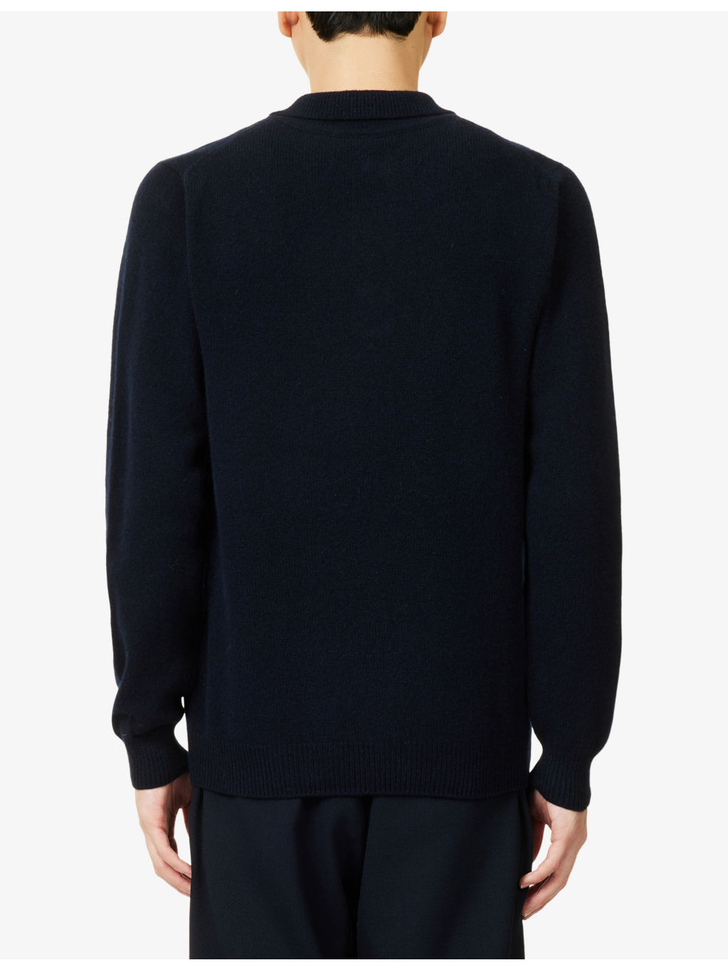 Long-Sleeve Wool Knitted Polo Shirt - 4