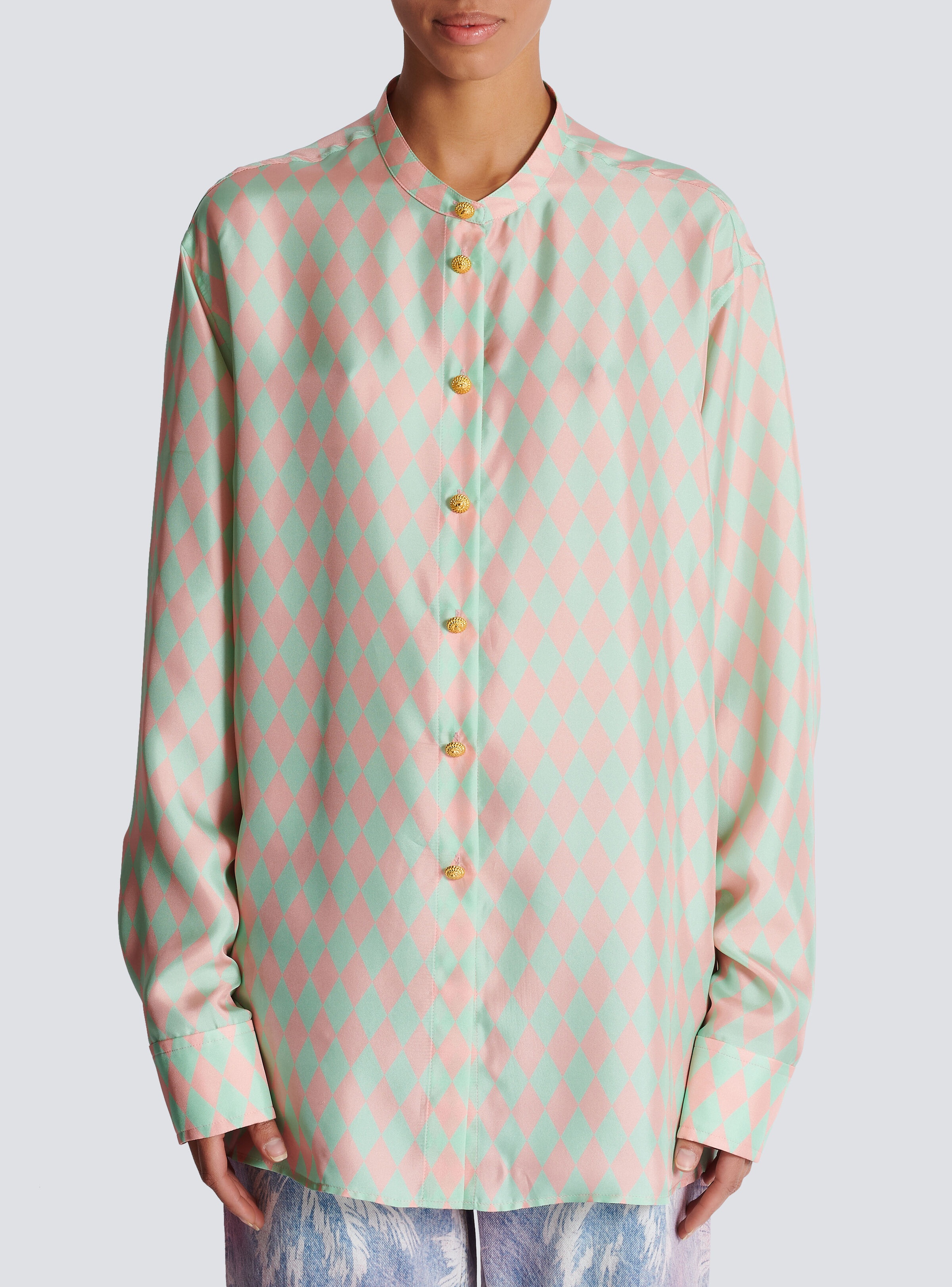 Standing-collar shirt with Diamond print - 5