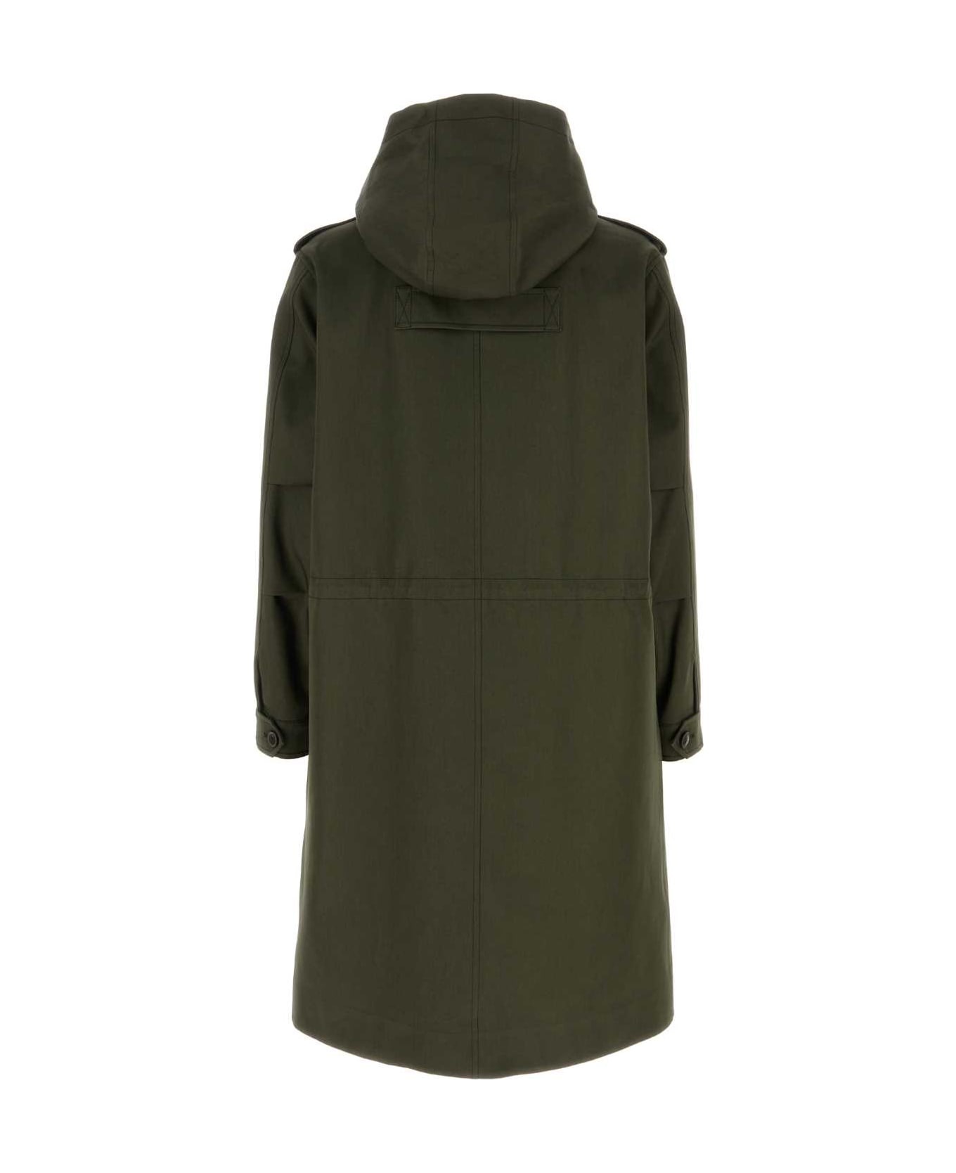 Army Green Cotton Trench Coat - 2