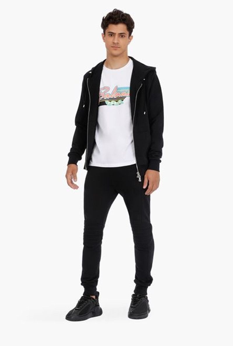 Balmain Black cotton sweatpants with embossed Balmain Paris logo outlook