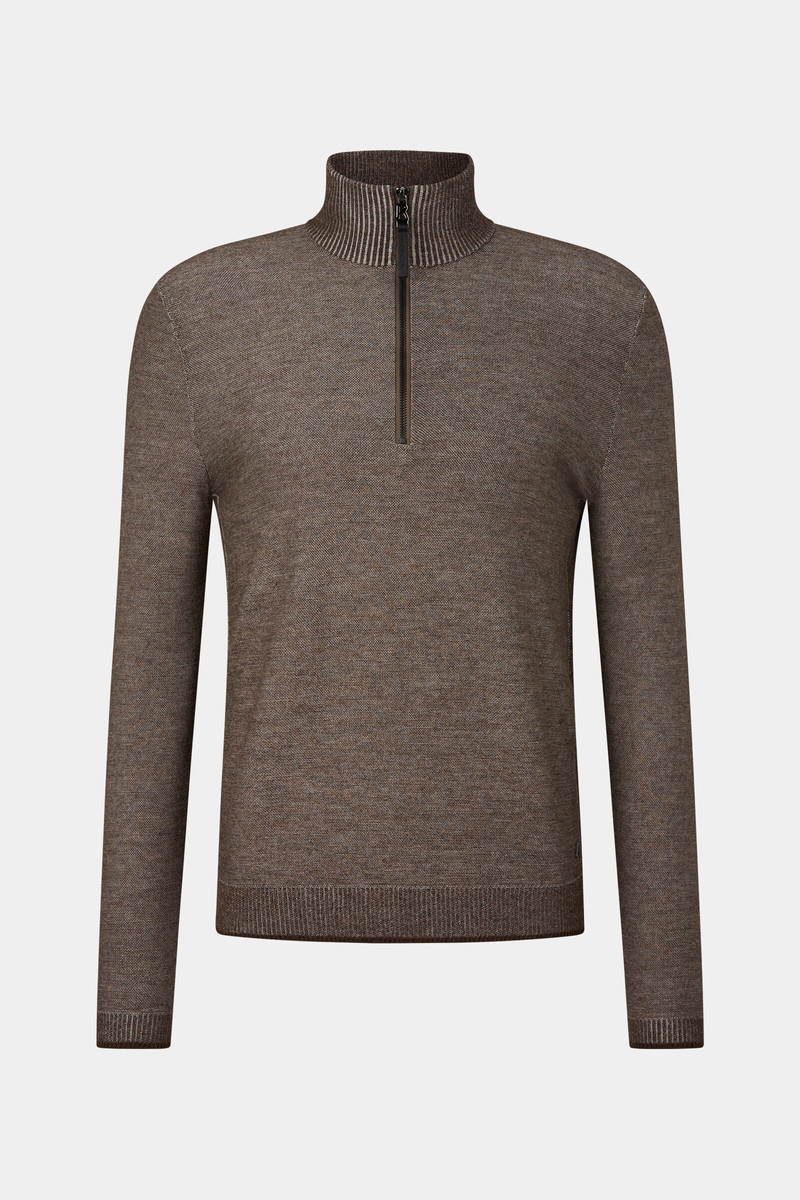 Lias half-zippered sweater in Brown 1