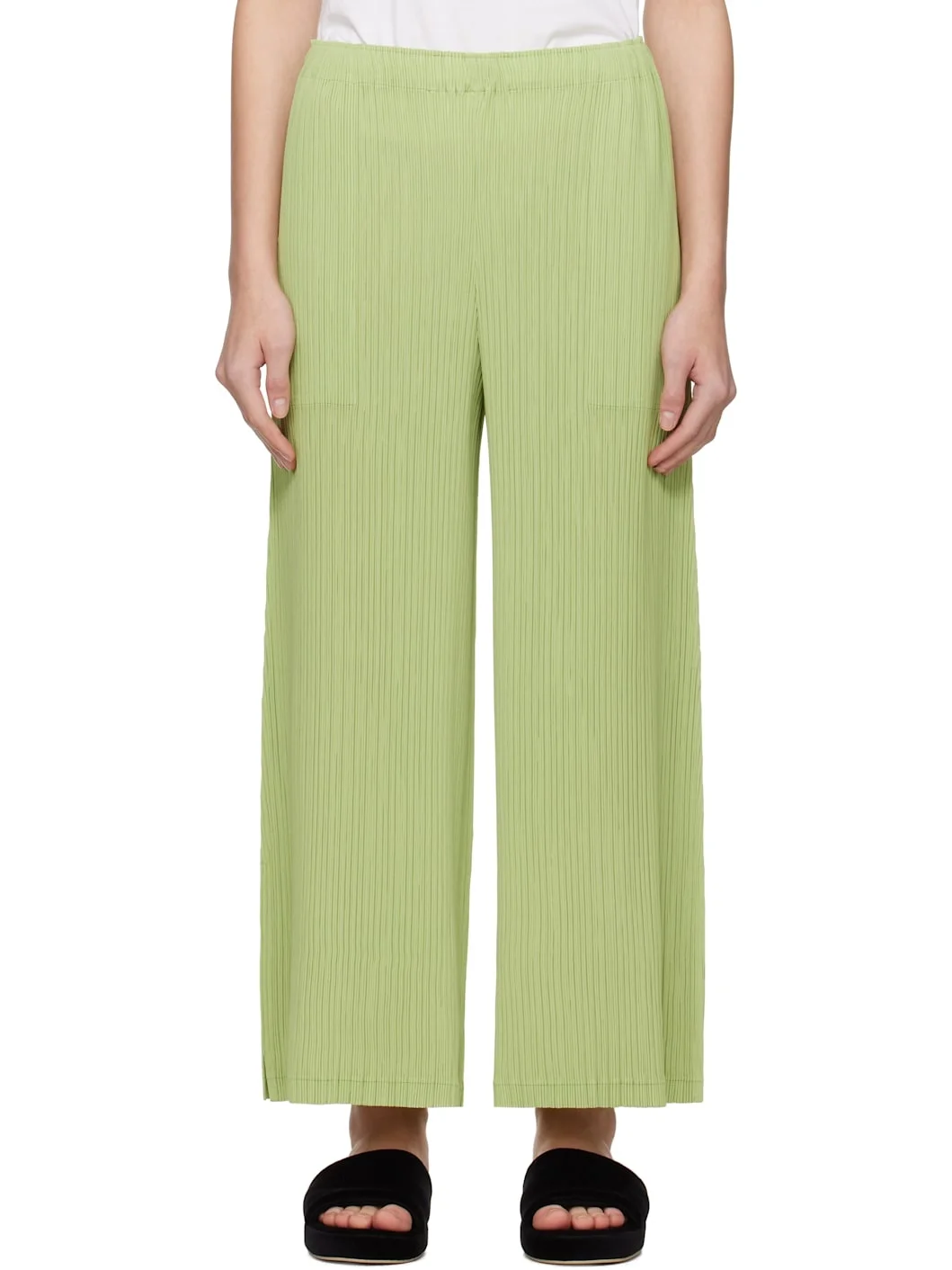 Green Hatching Bottoms Trousers - 1