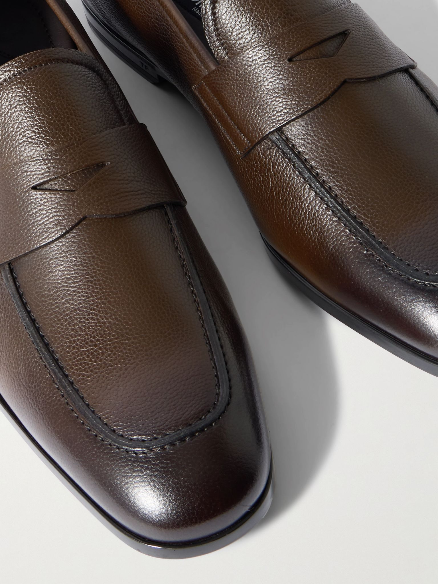 Sean Full-Grain Leather Loafers Brown - 5