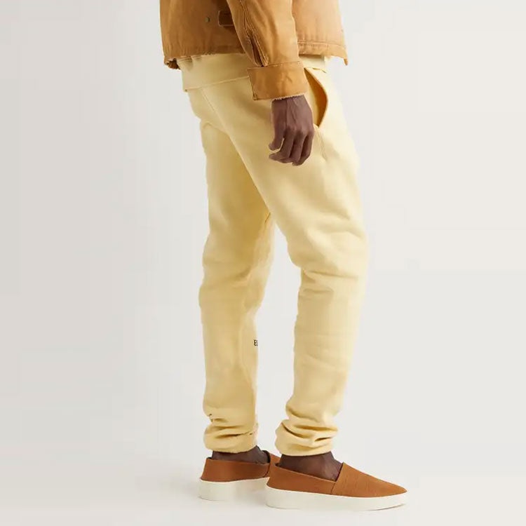 Fear of God Essentials SS22 Straight-Leg Logo-Print Cotton-Blend Jersey Sweatpants Cream FOG-SS22-00 - 3