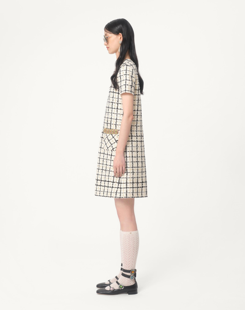EMBROIDERED SHORT DRESS IN TWEED CHECK PAILETTES 8