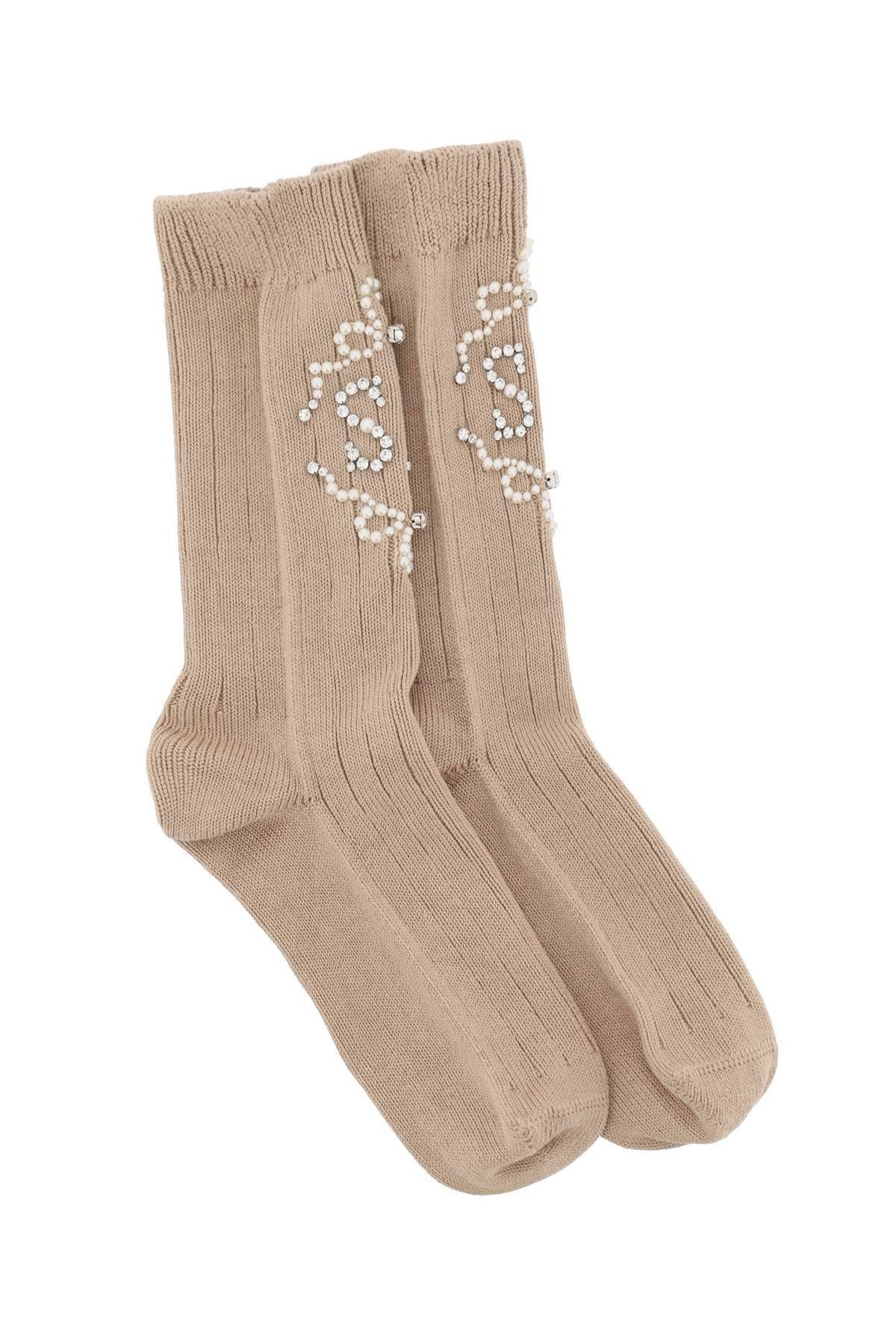 SR SOCKS WITH PEARLS AND CRYSTALS - 1