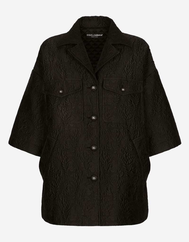Short floral jacquard cape - 1