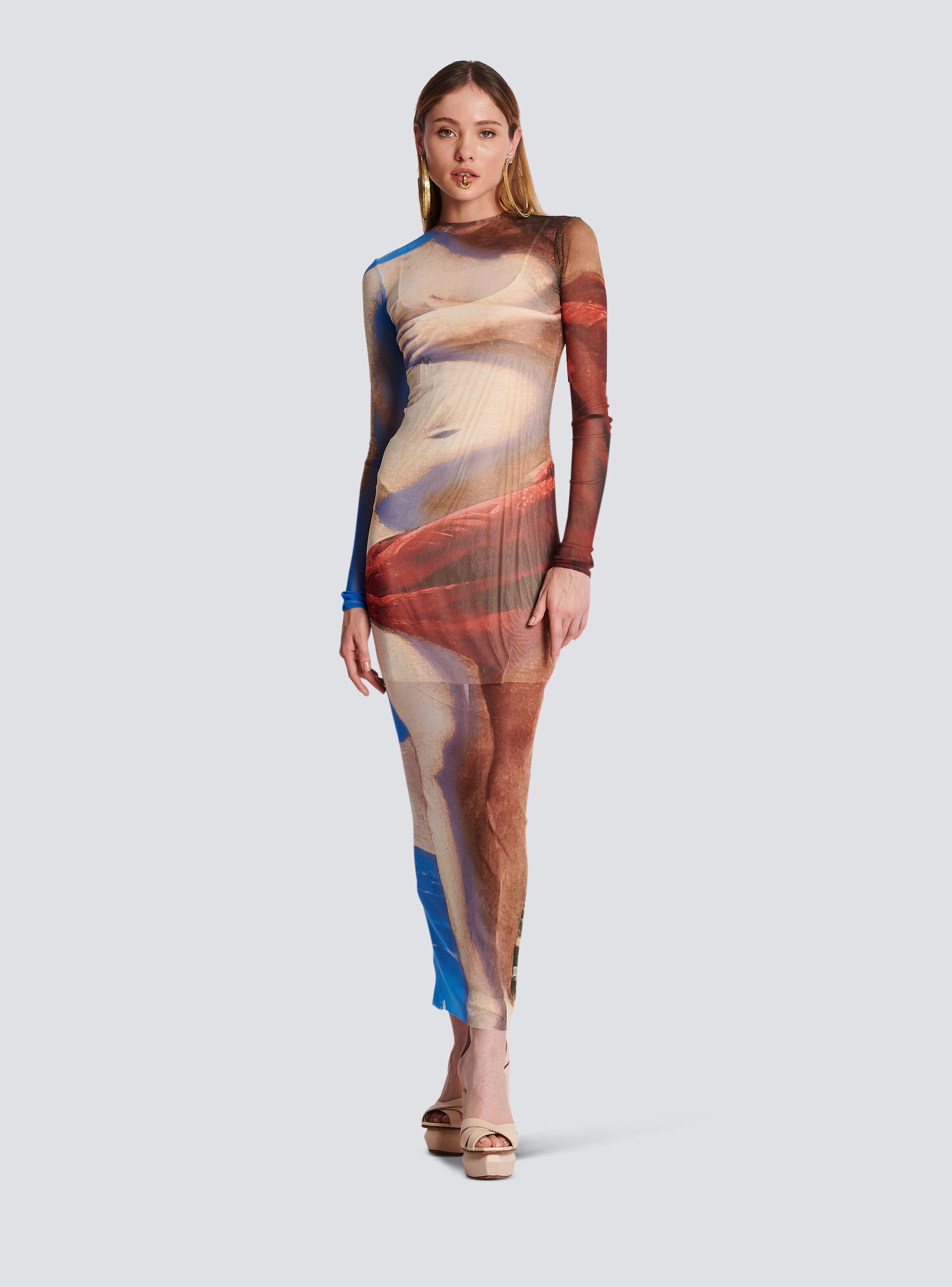 Trompe-l'oeil printed tulle maxi dress - 2