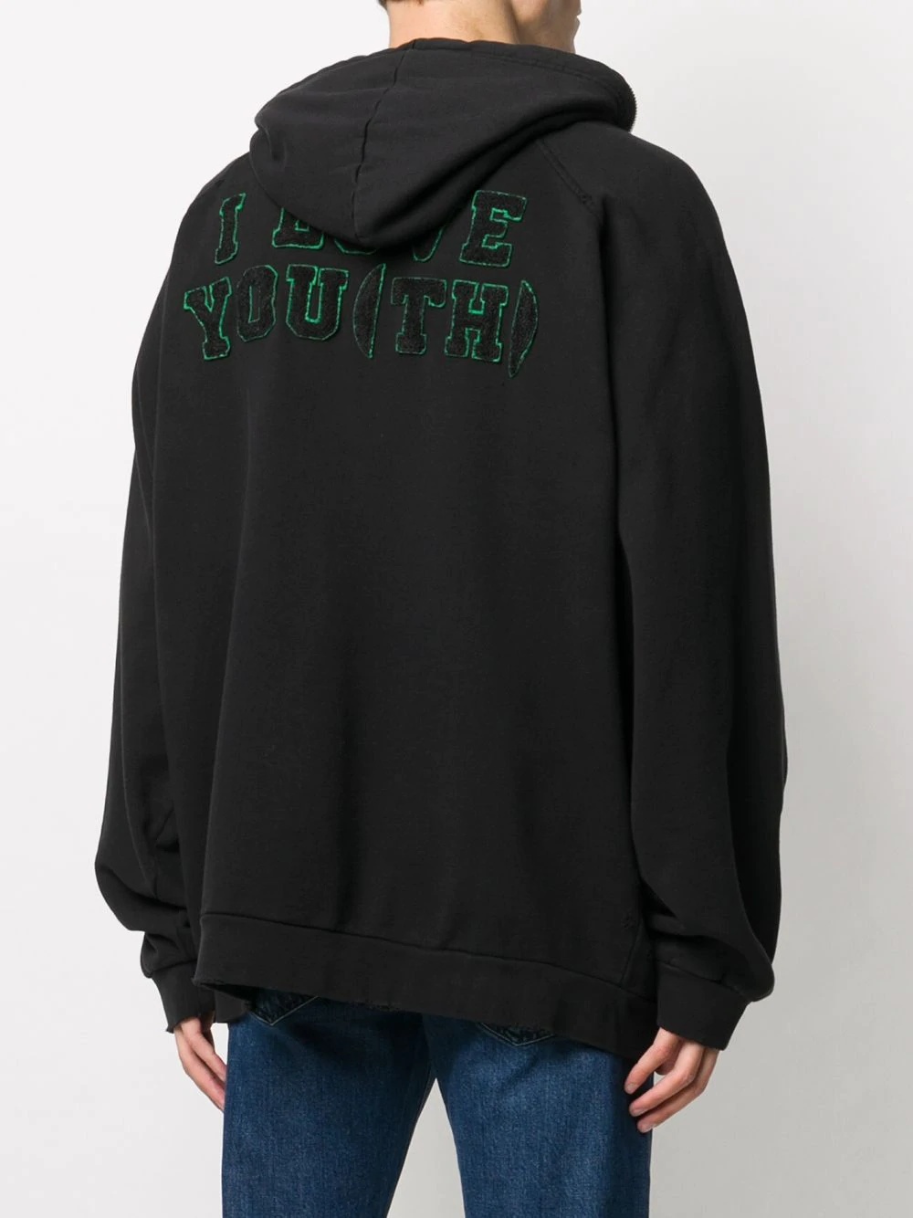 logo patch oversized zip-up hoodie - 4