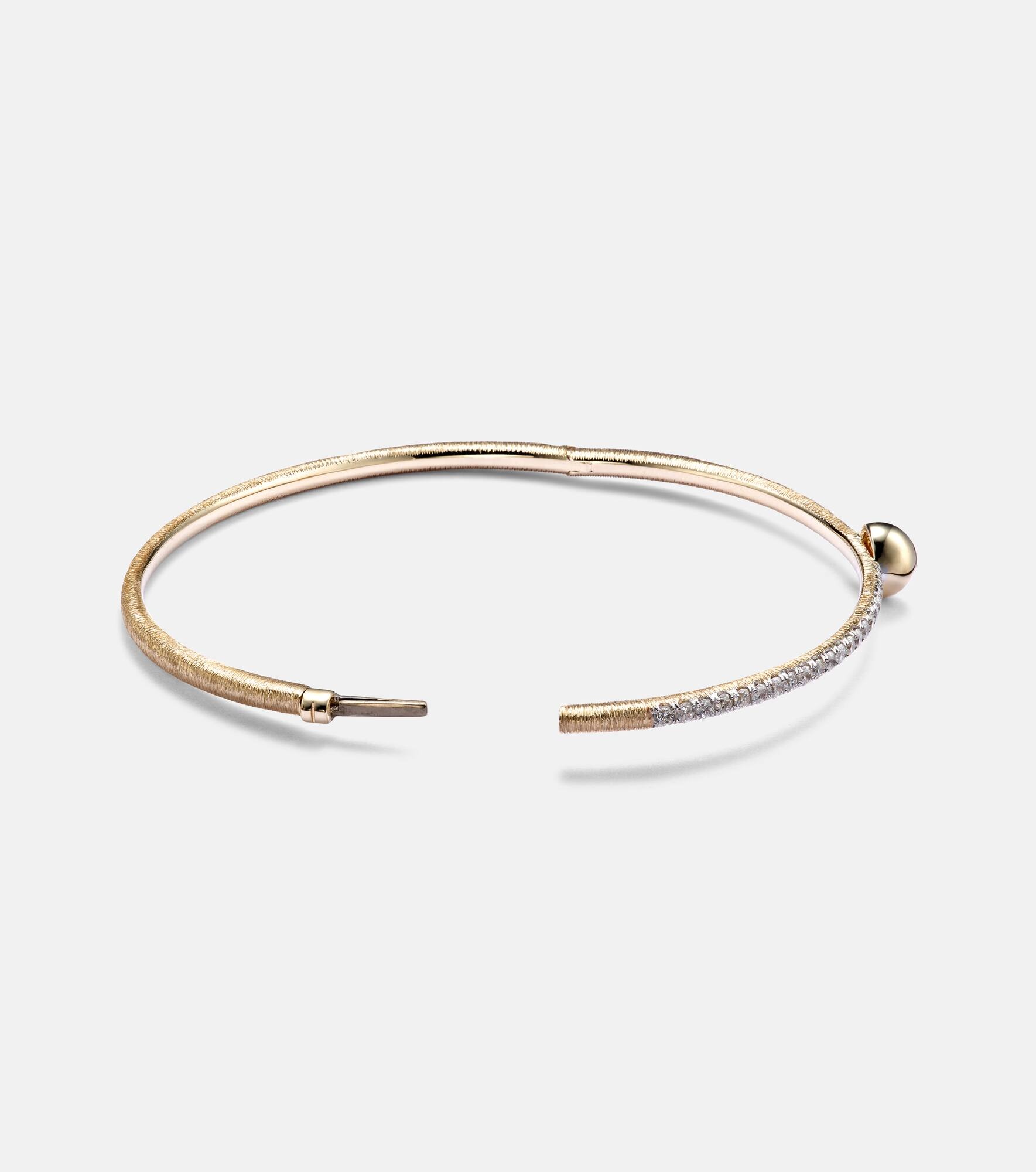Ball 14kt gold bangle with diamonds - 5