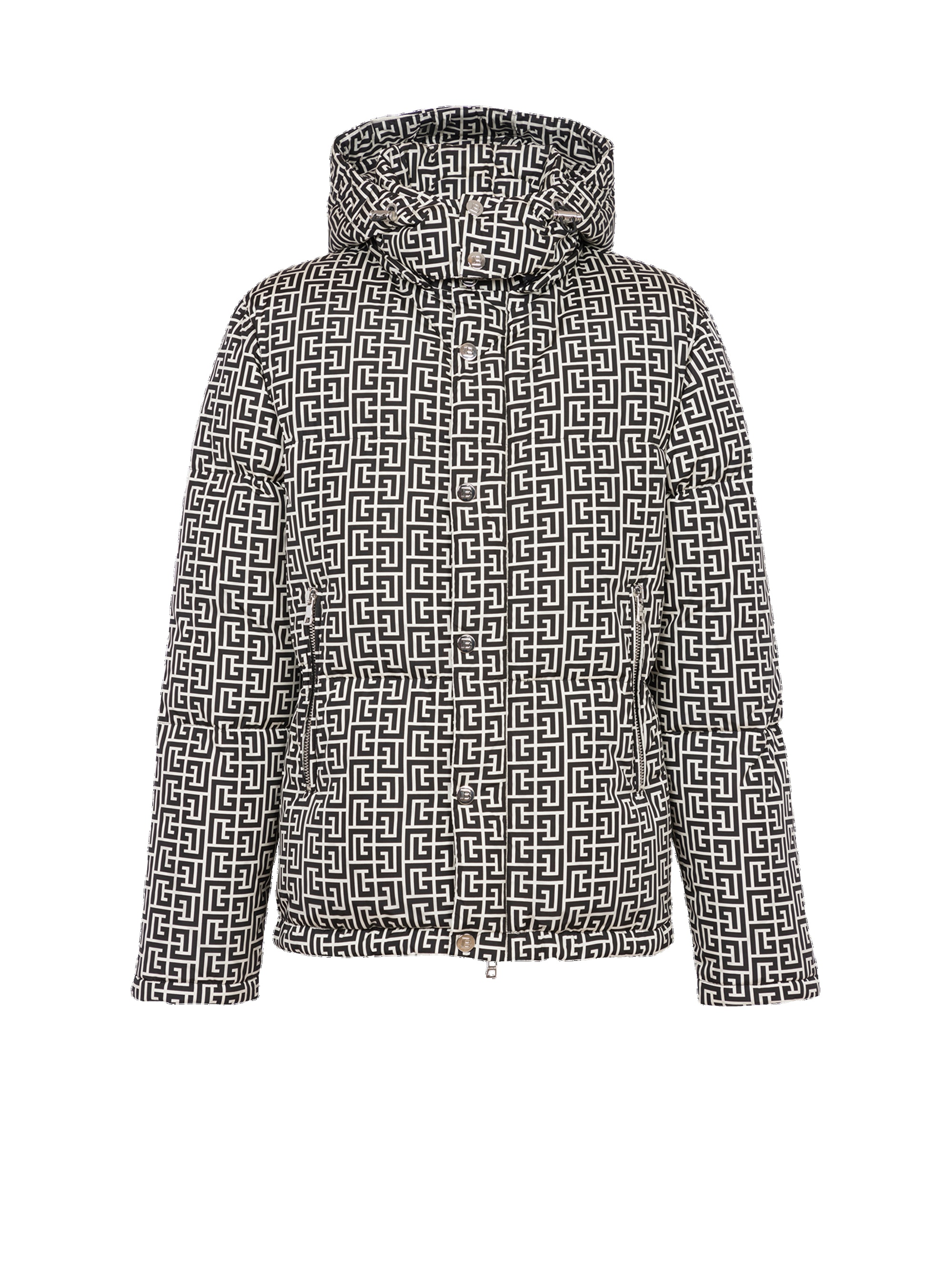 Nylon quilted coat with Balmain monogram - 1