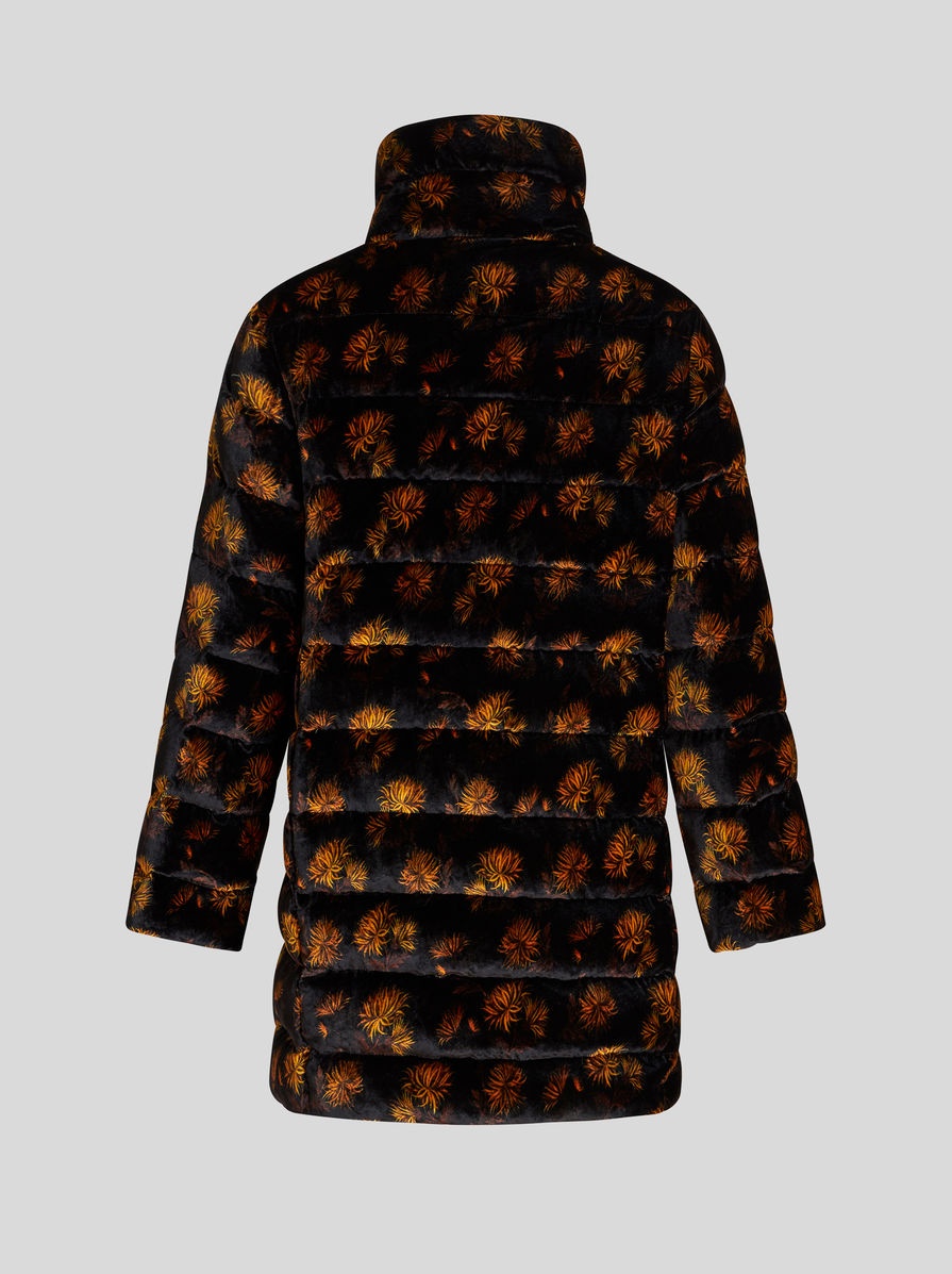 VELVET DOWN JACKET WITH DAHLIAS - 5
