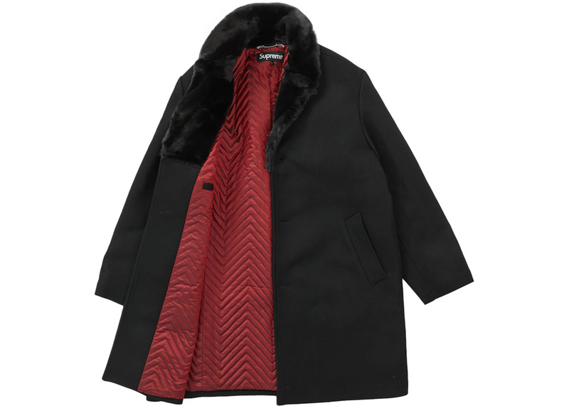 Supreme Supreme Fur Collar Car Coat Black outlook
