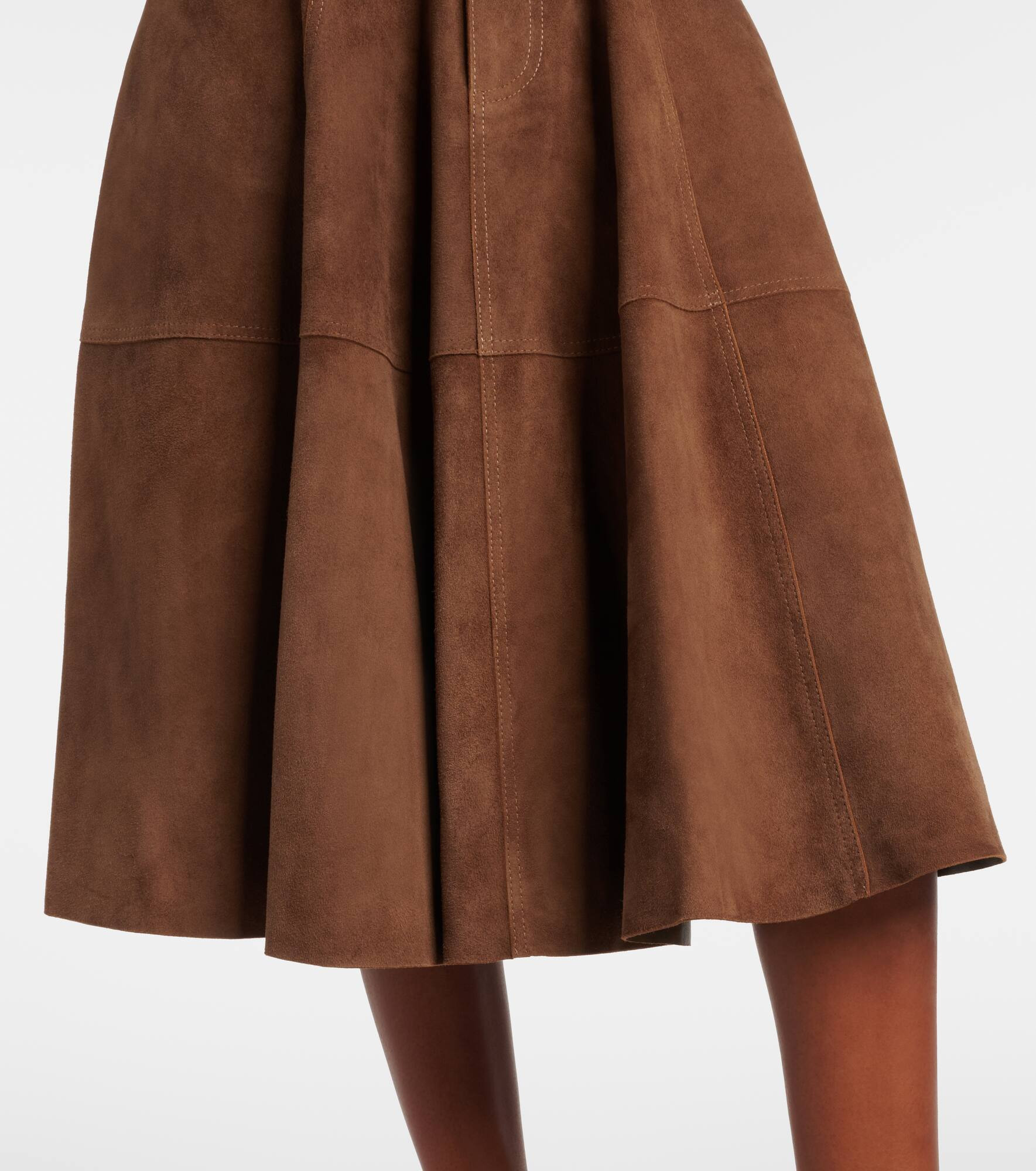 Pleated suede midi skirt - 5