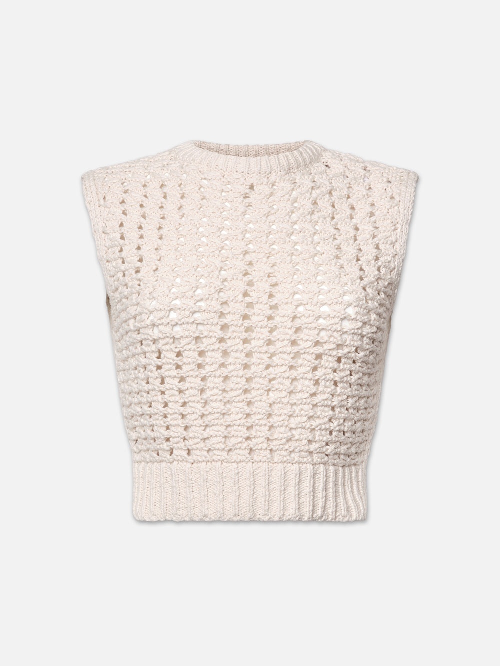 Tape Yarn Sweater Vest in Cream - 1