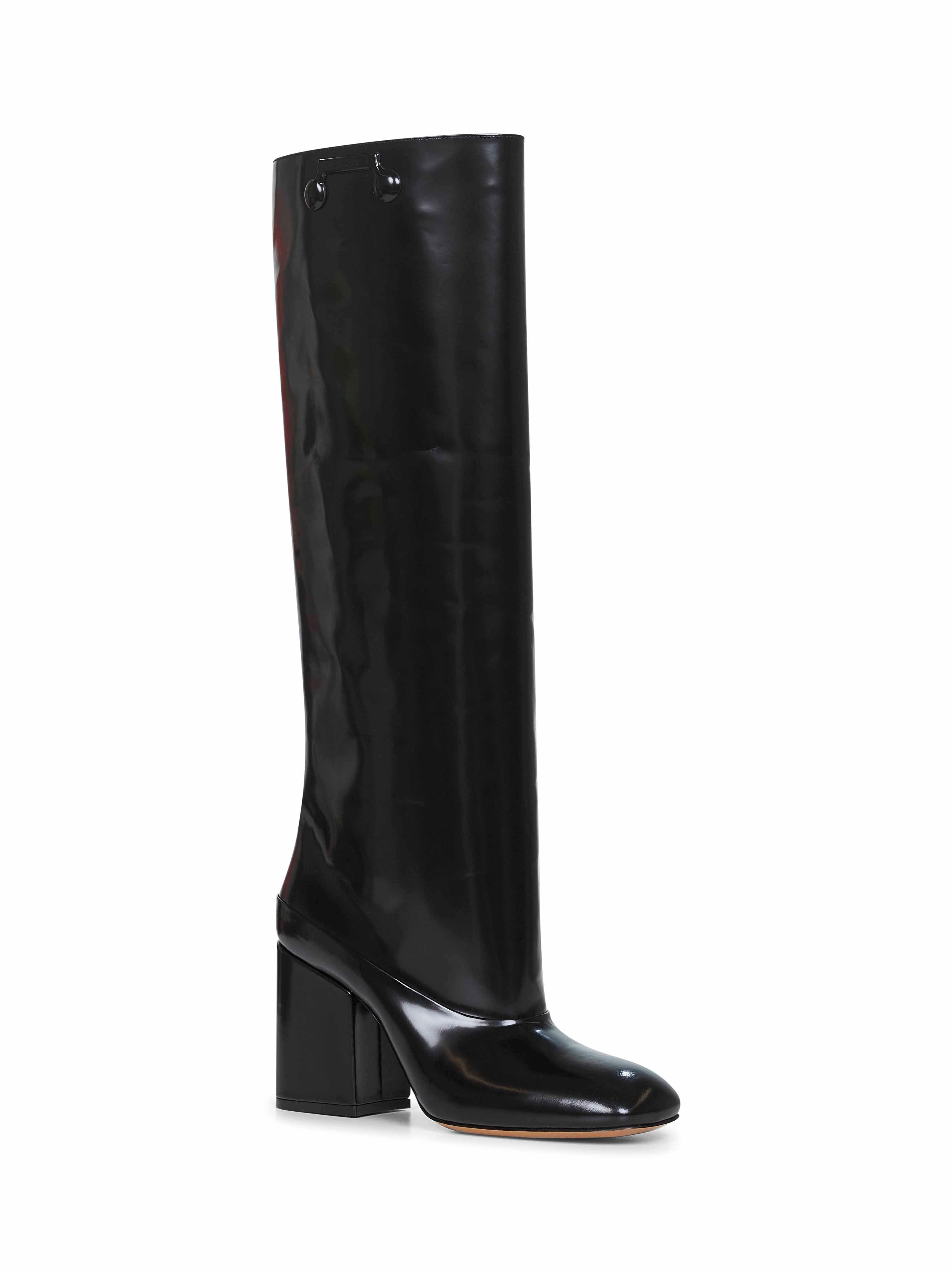 Black polished leather Trunkaroo knee-high boots - 2