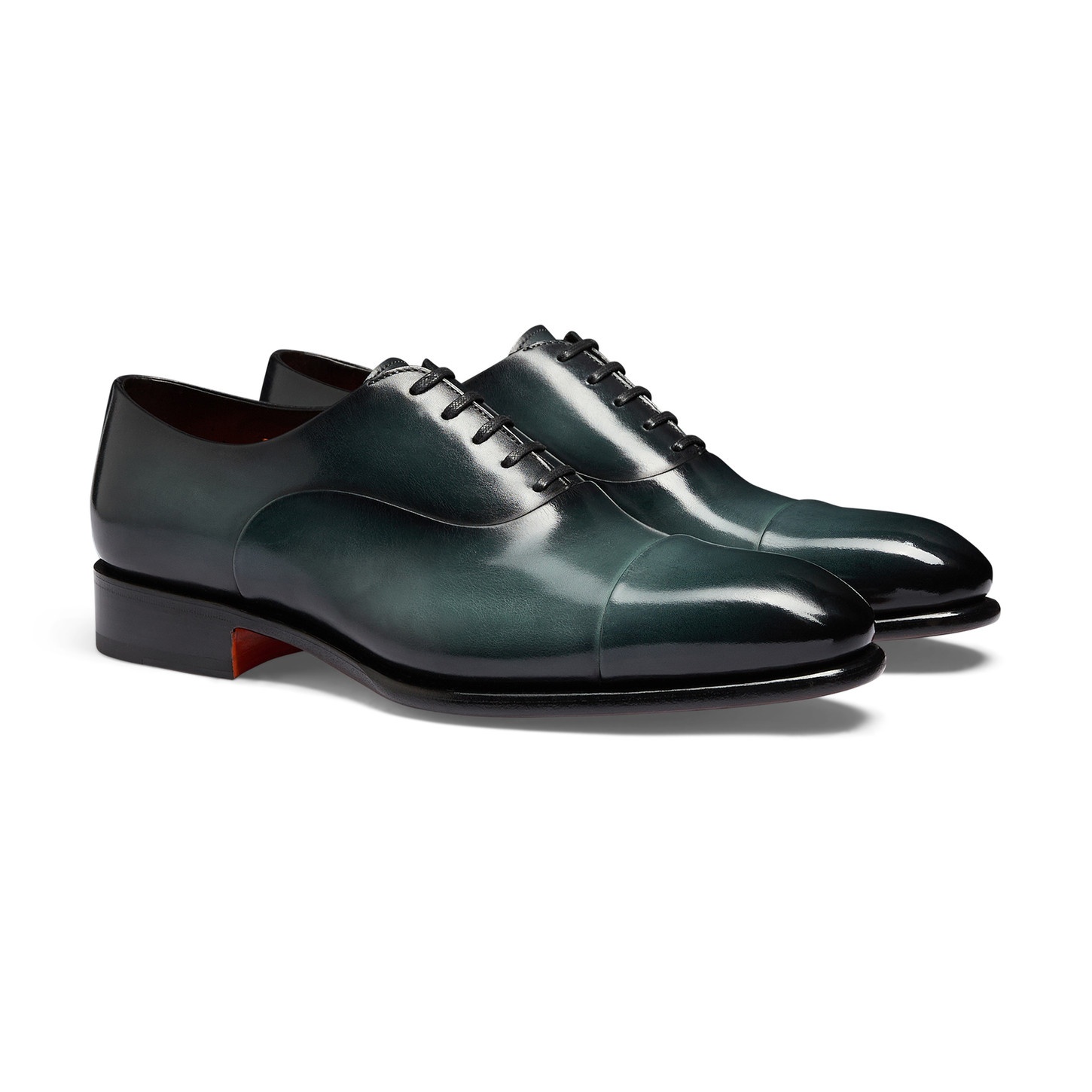 Men's green leather Oxford shoe - 3
