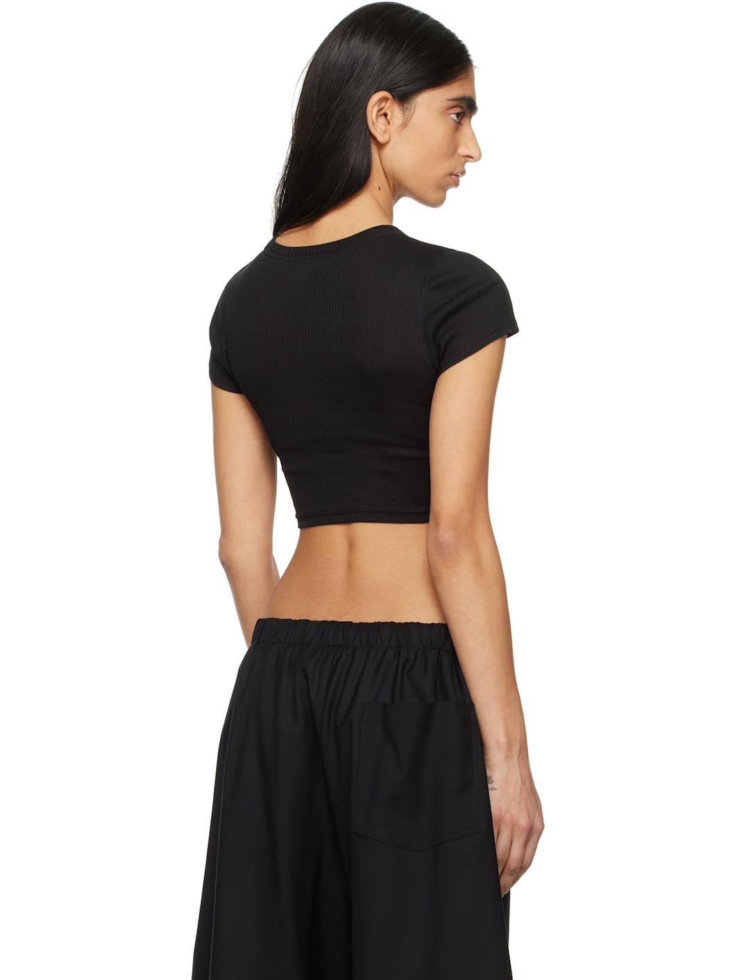 Black Cropped Short Sleeve T-shirt - 3