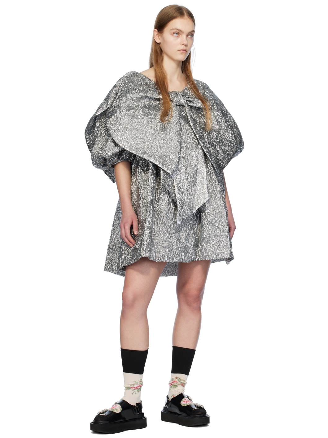 Silver Double Bow Minidress - 4