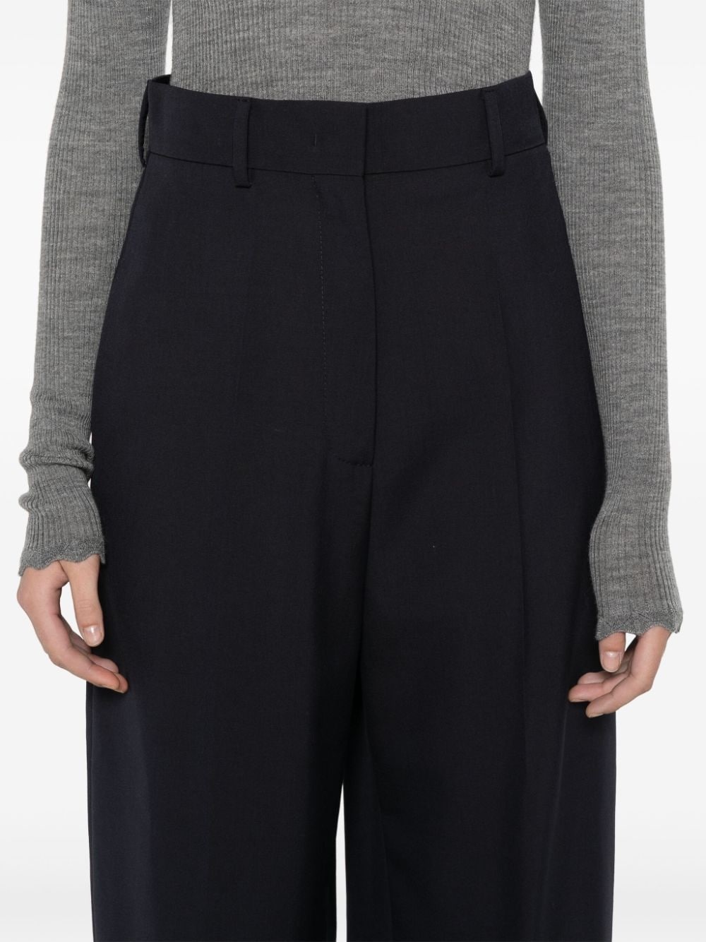 high-waisted tailored wool trousers - 5