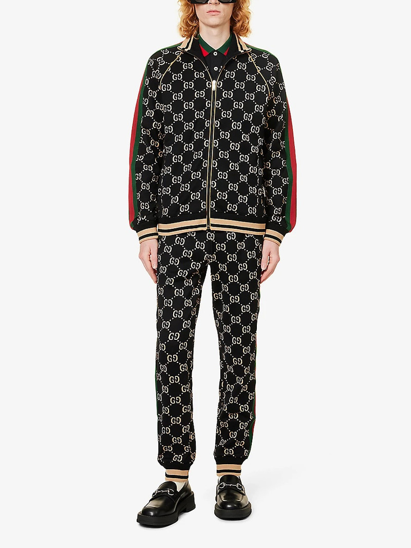 GUCCI Monogram side-stripe cotton-jersey jacket outlook