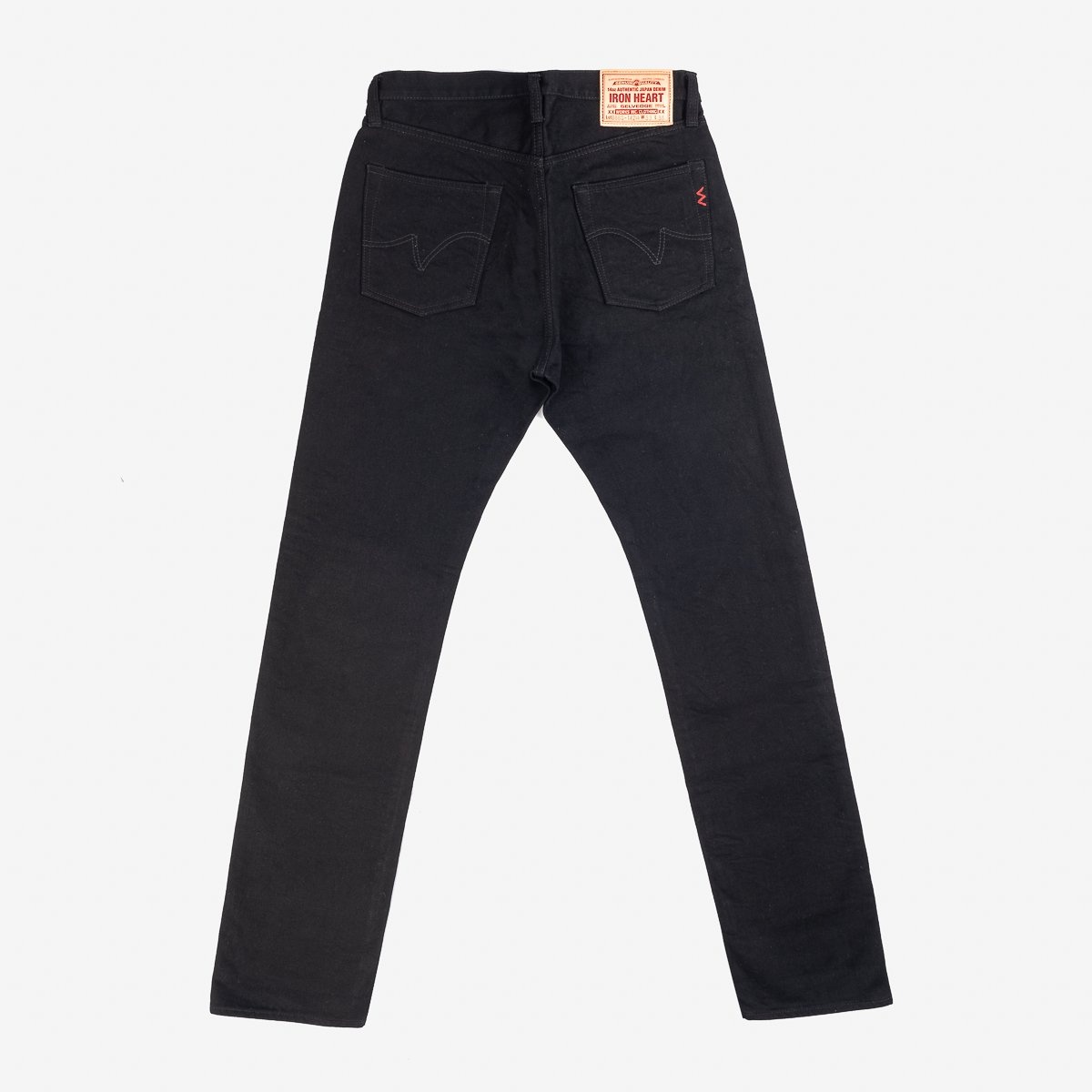 IH-888S-142bb 14oz Selvedge Denim Medium/High Rise Tapered Cut Jeans - Black/Black - 5