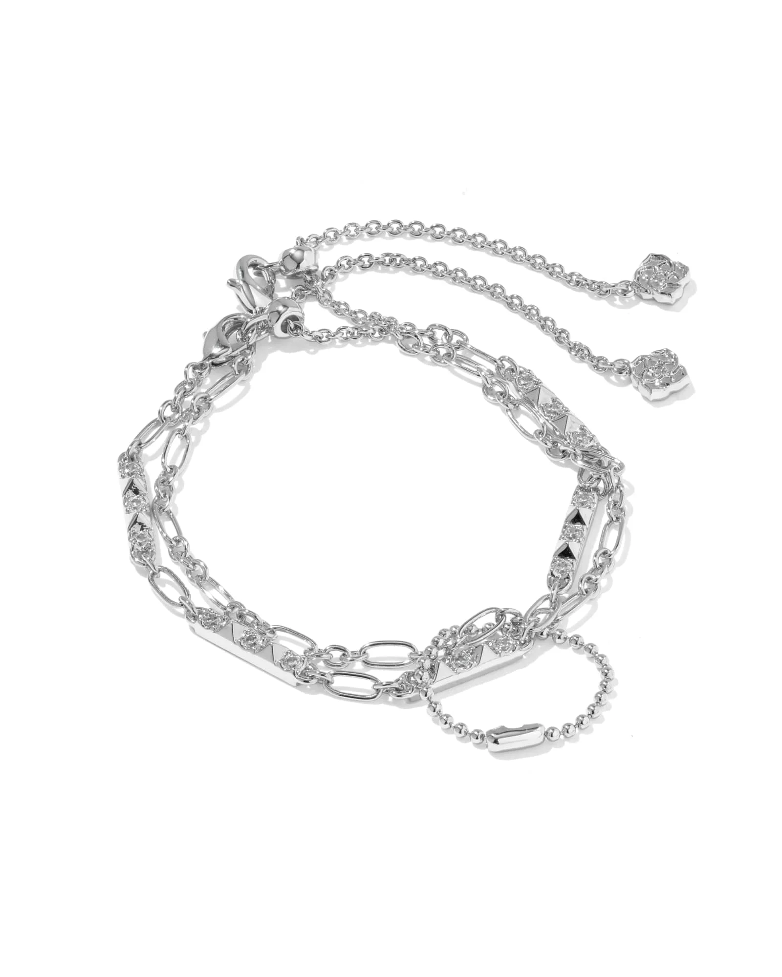 Fate Silver Set of 2 Delicate Chain Bracelets - 1