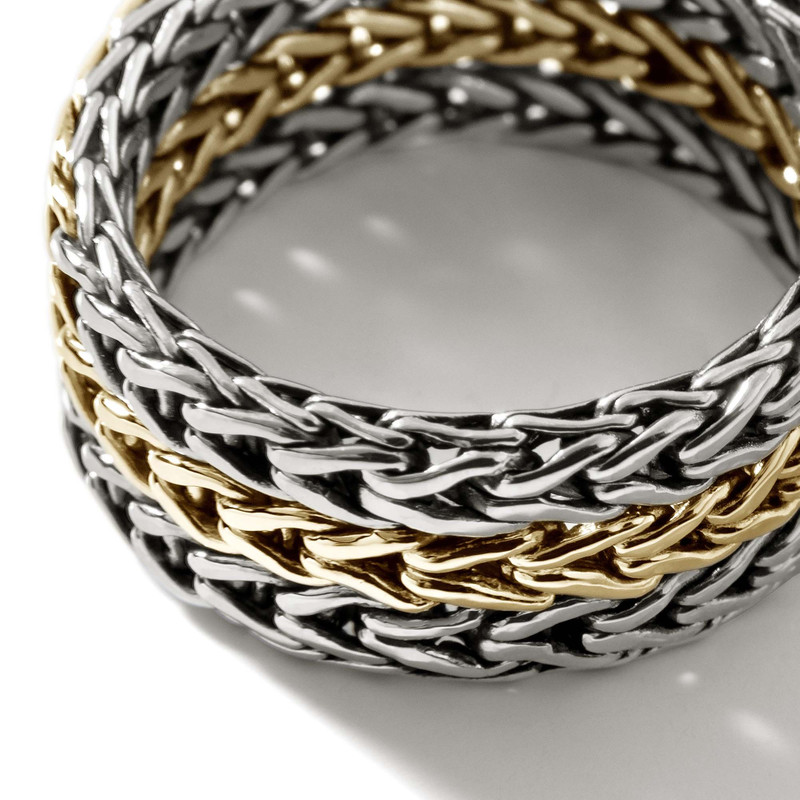 JOHN HARDY Icon Link Chain Ring, Silver, Gold, Wide outlook