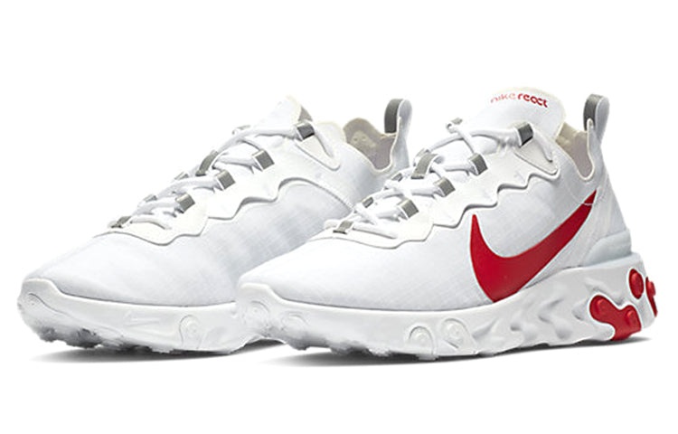 Nike React Element 55 Shoes Mens Size 14 White Red Running Sneakers BQ6167-102 Nike Air React Element 55 SE SU19 Sz 14 White BQ6167-102 Red  main image 2