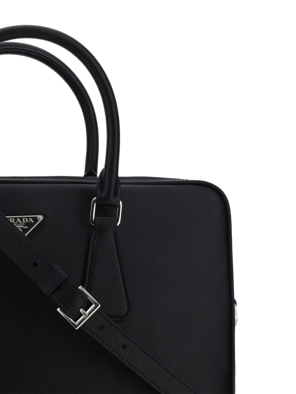 triangle-logo leather briefcase - 4