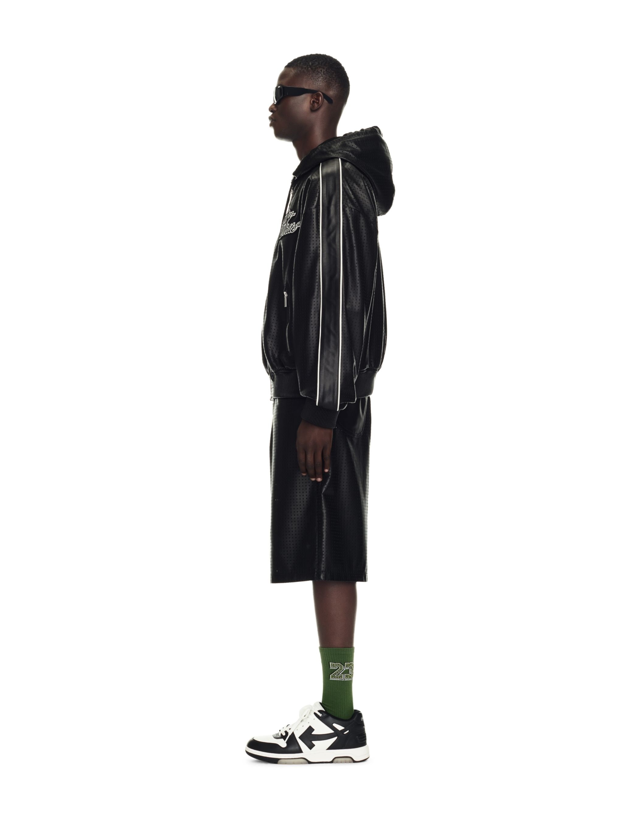 90s Logo Leather Mesh Hoodie - 3
