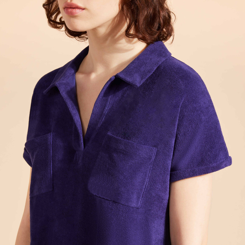 Women Terry Polo Dress Solid 5