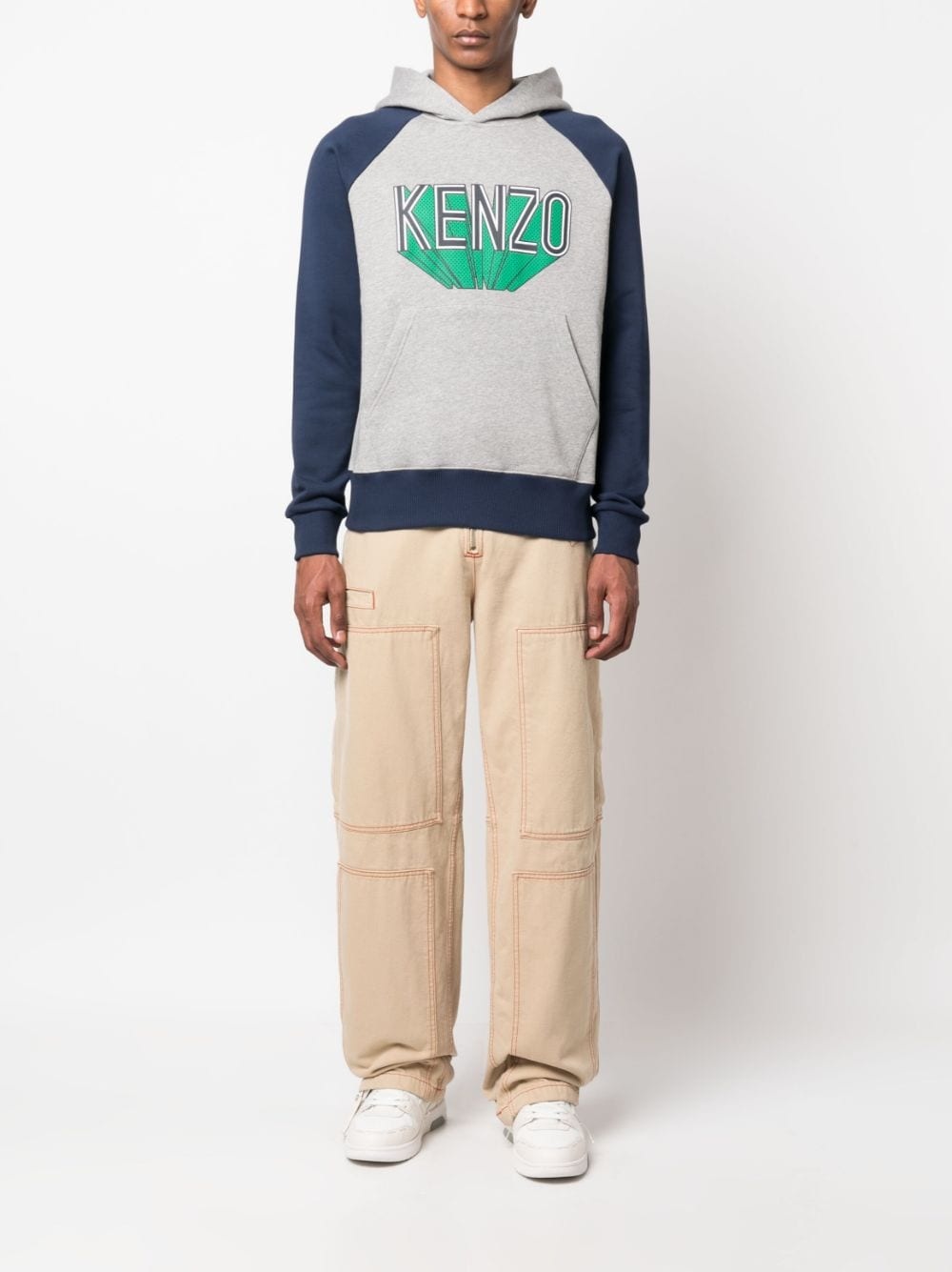 logo-print cotton jersey hoodie - 2