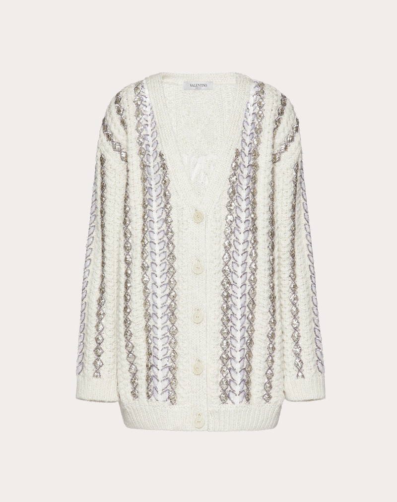 EMBROIDERED CARDIGAN IN WOOL AND LUREX 1