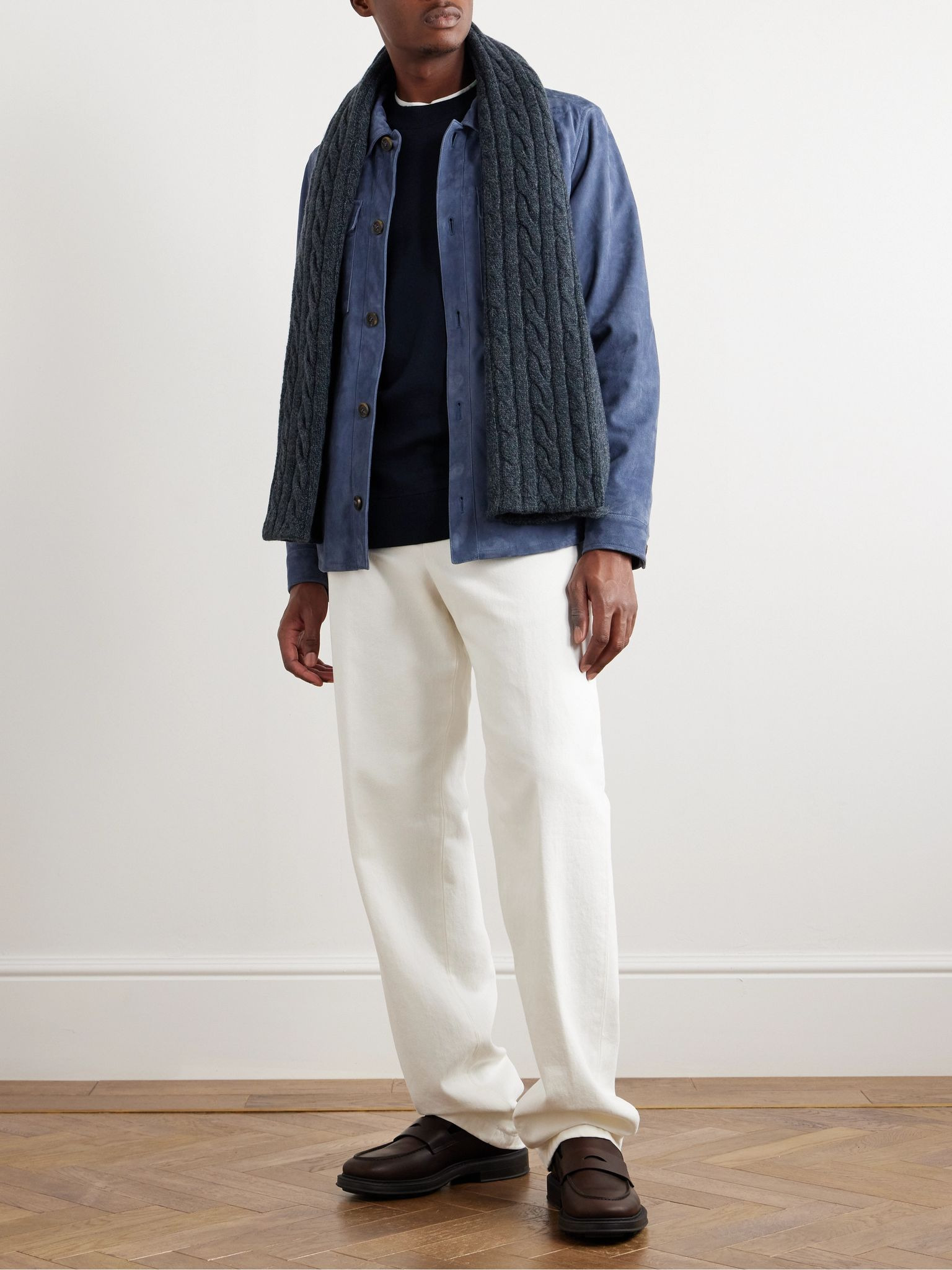 Cashmere, Virgin Wool and Silk-Blend Sweater Navy - 2