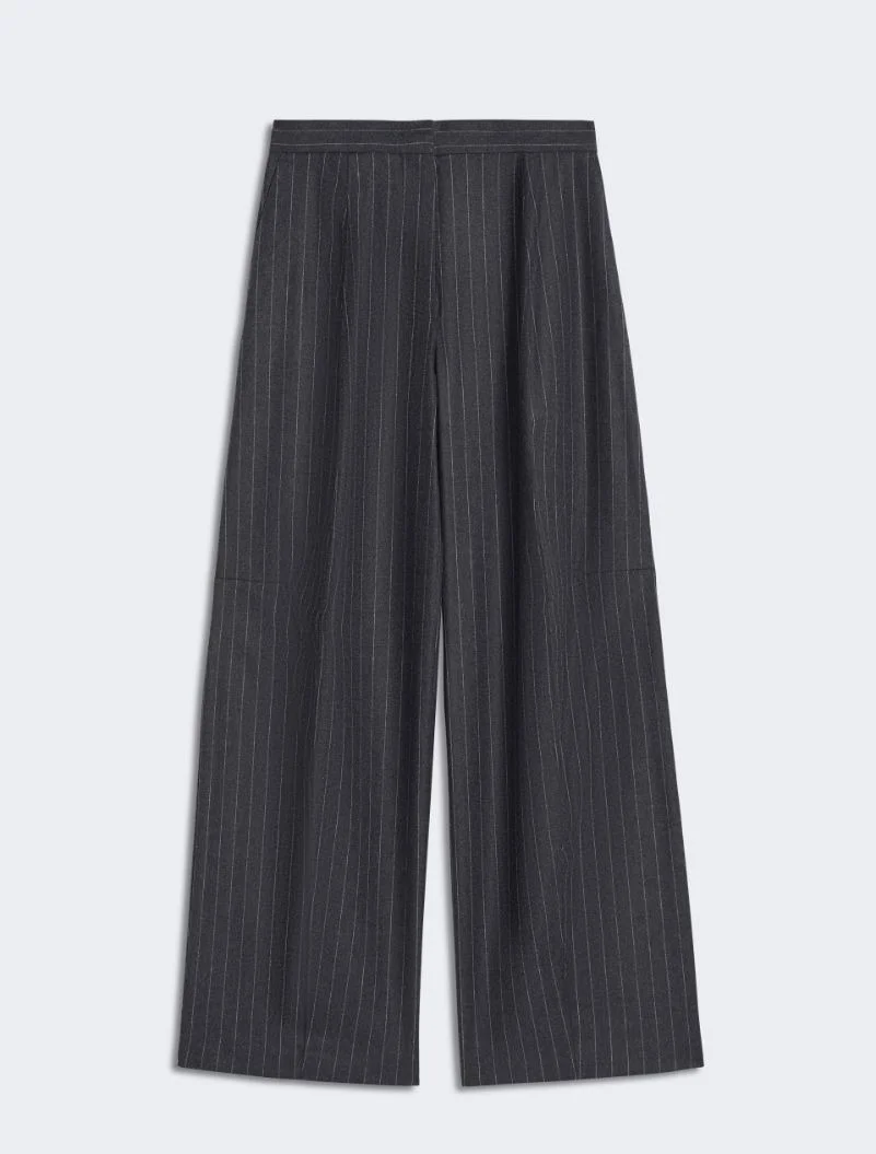 Wide, wool and viscose trousers - RUNWAY - DARK GREY - 1