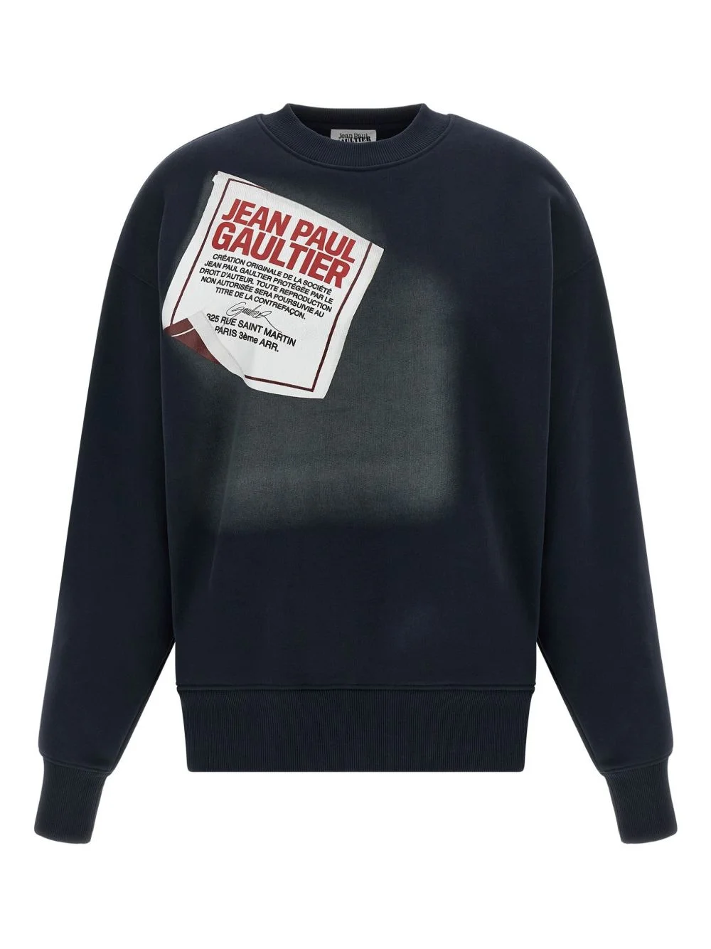 label-print cotton sweatshirt - 1