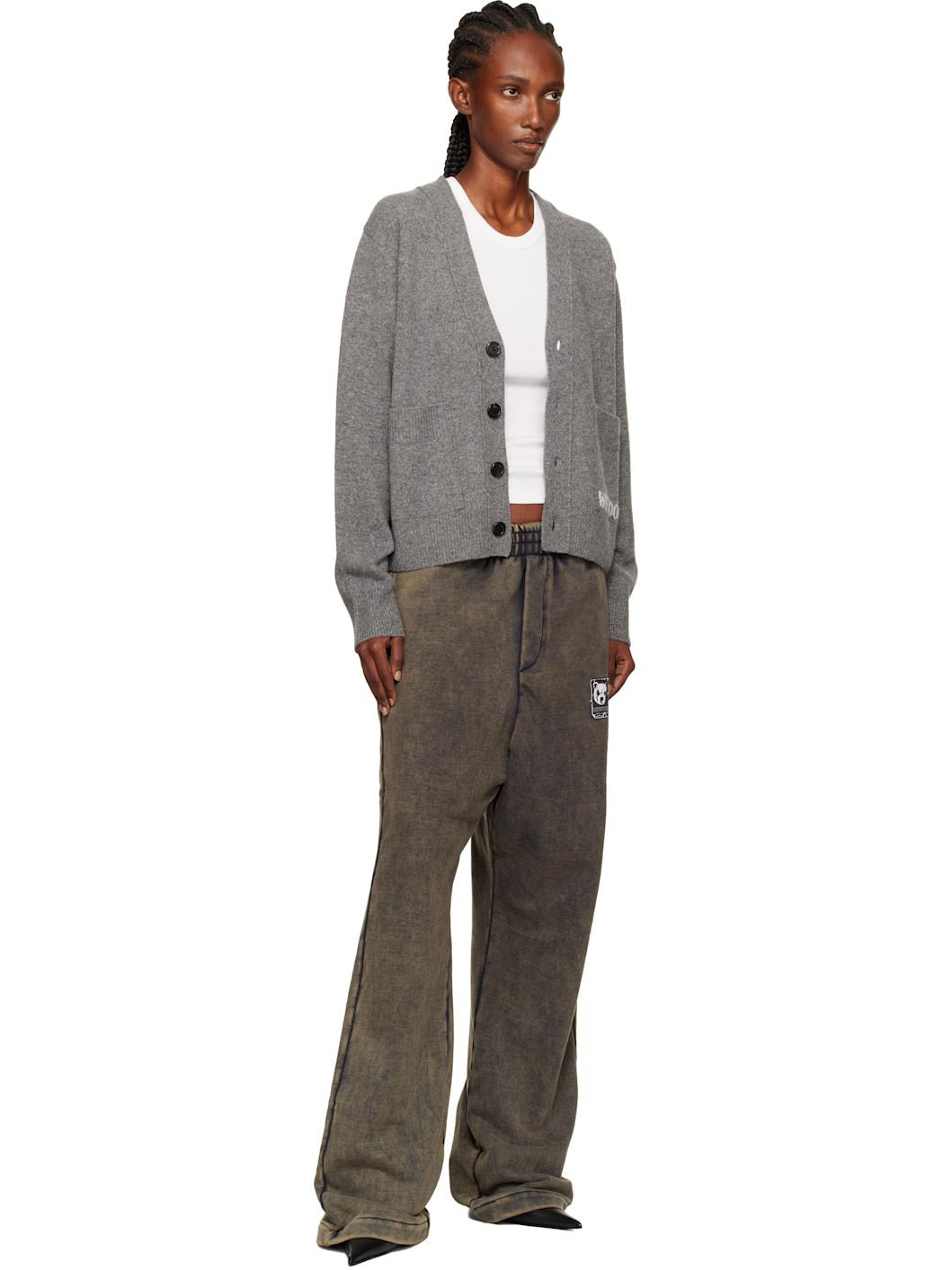 Gray Pocket Logo Knit Cardigan - 4