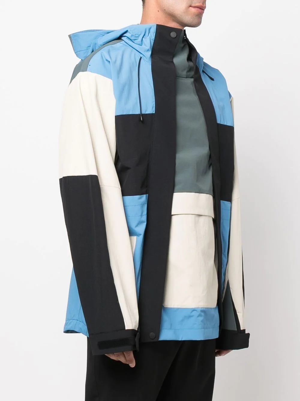 colour-block hooded jacket - 3