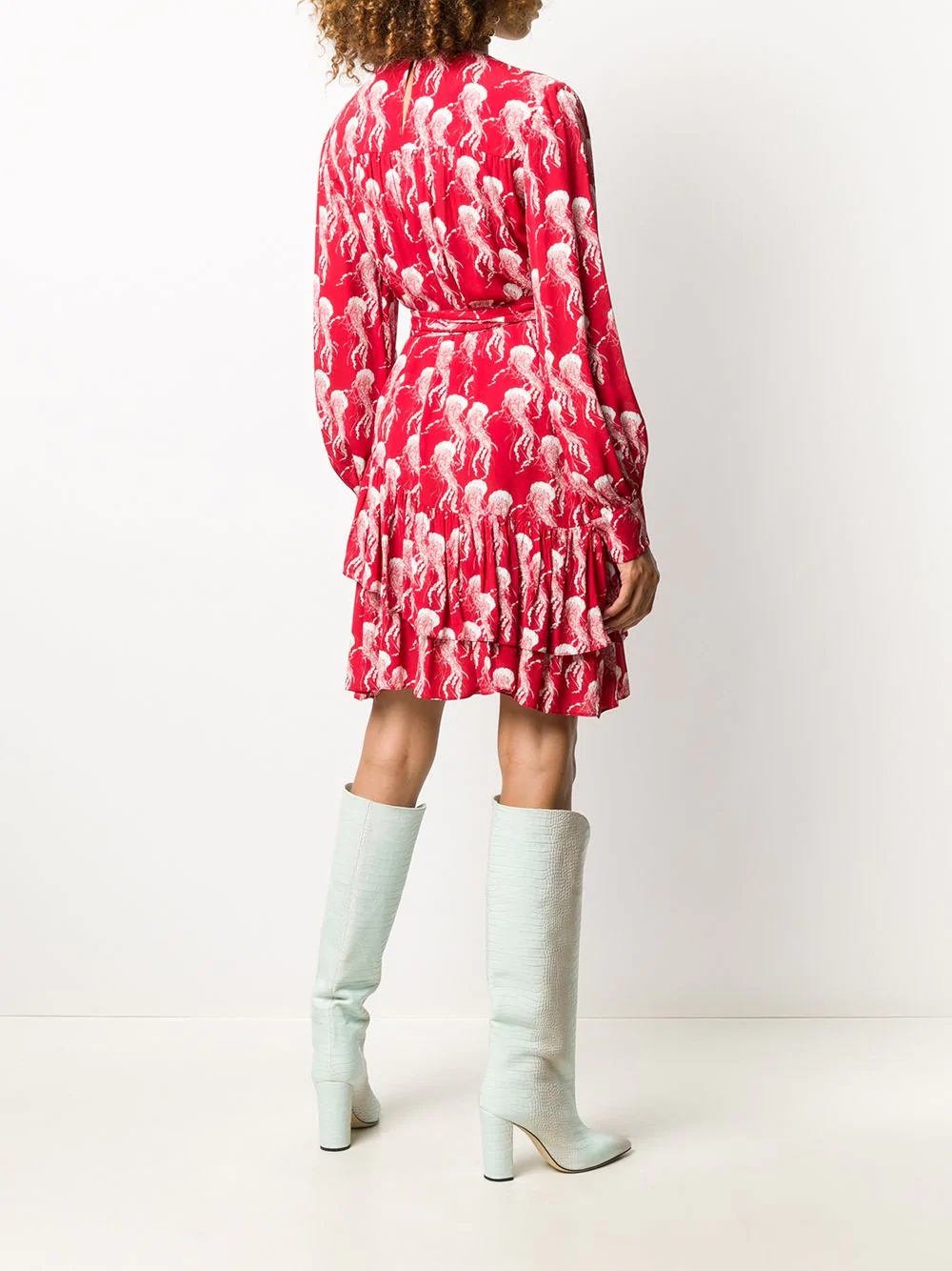 jellyfish-print wraparound dress - 4