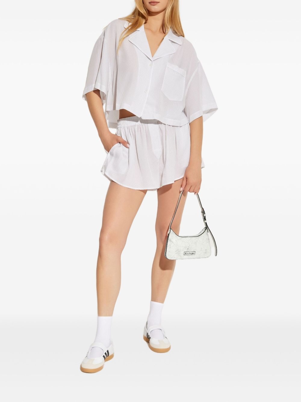 pinstripe elastic-waist shorts - 2
