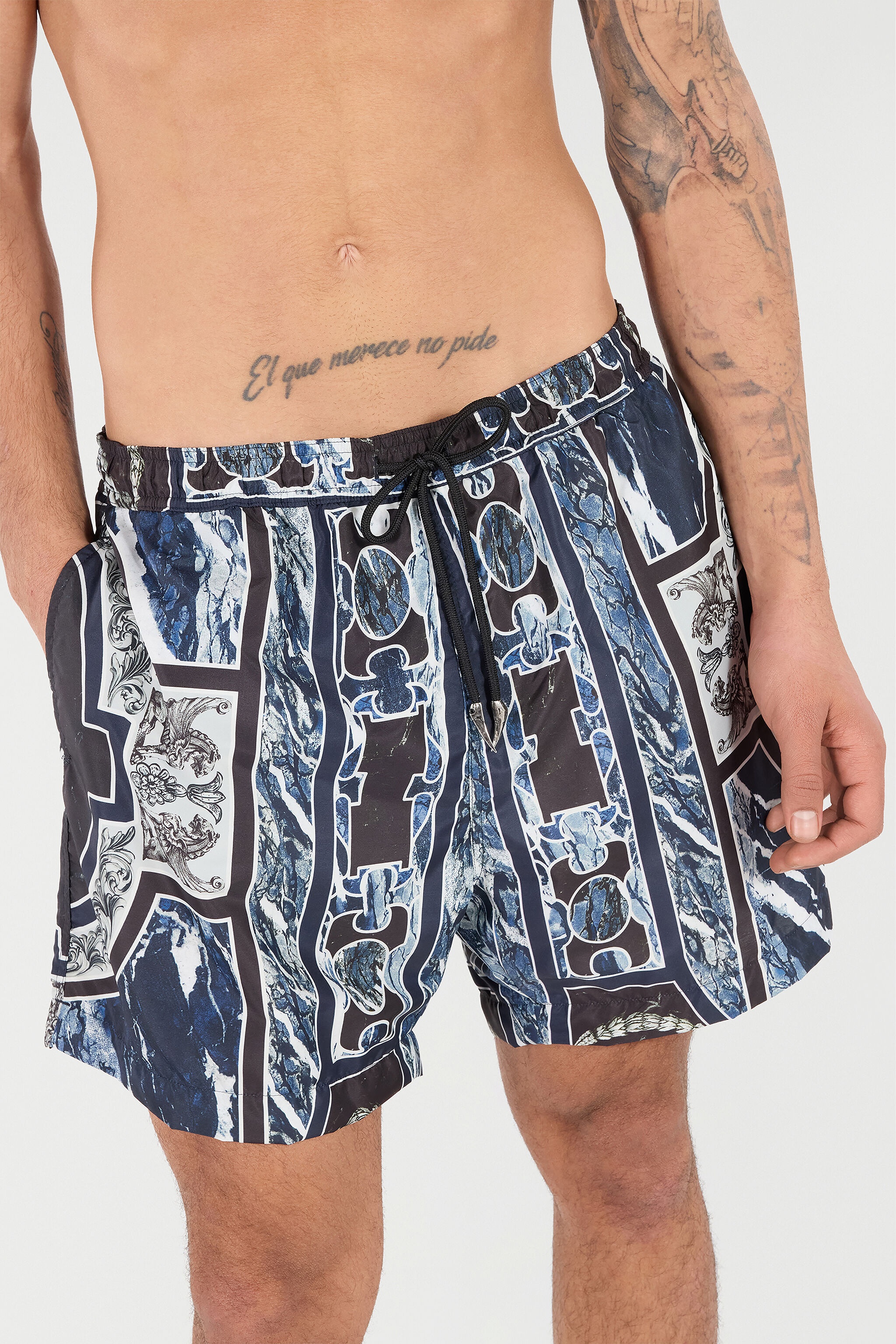 Swim Shorts With Fang And Marble Print - 6