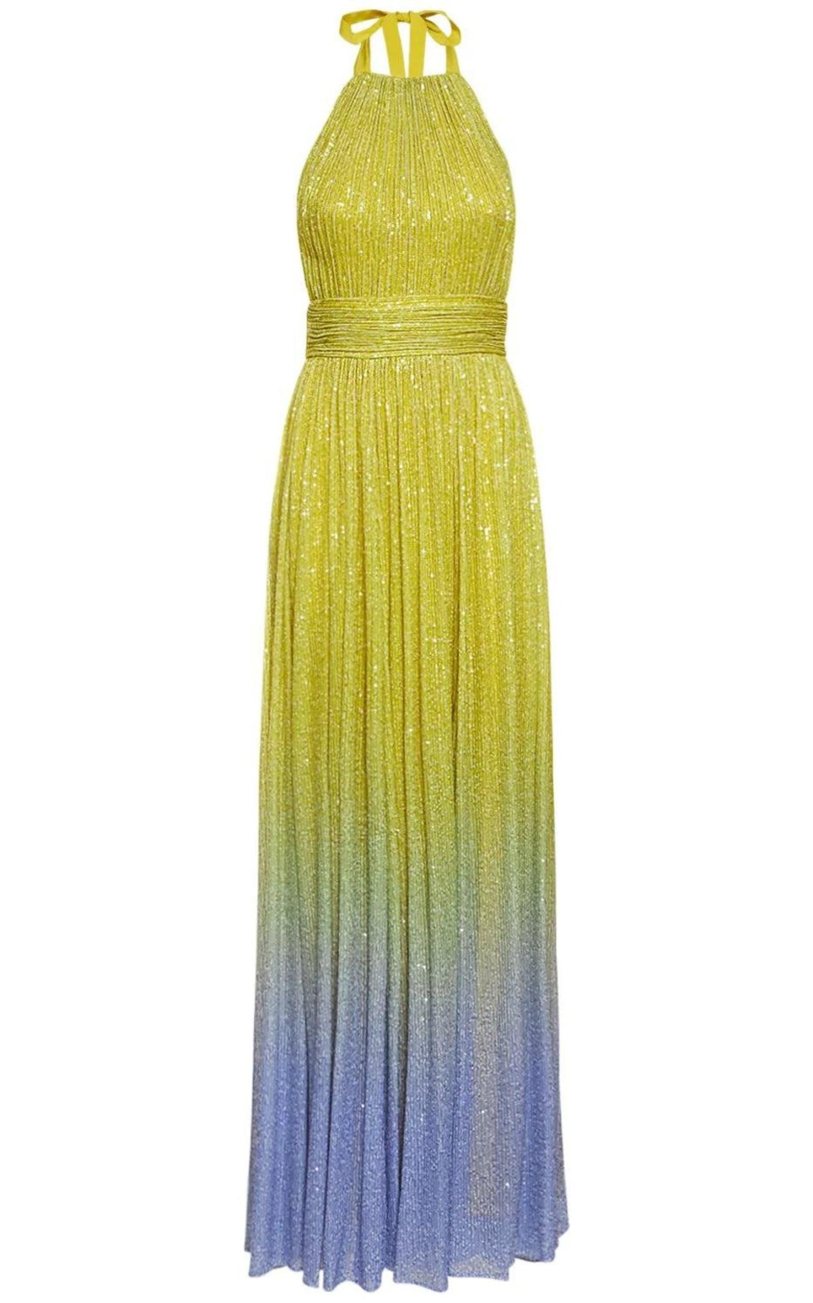 Ombre Sequined Chiffon Gown - 1