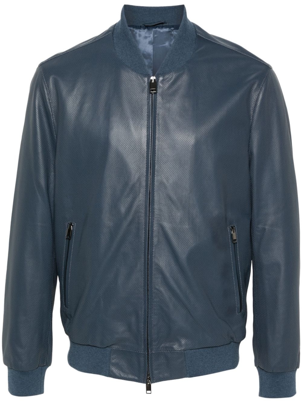 perforated leather bomber jacket - 1