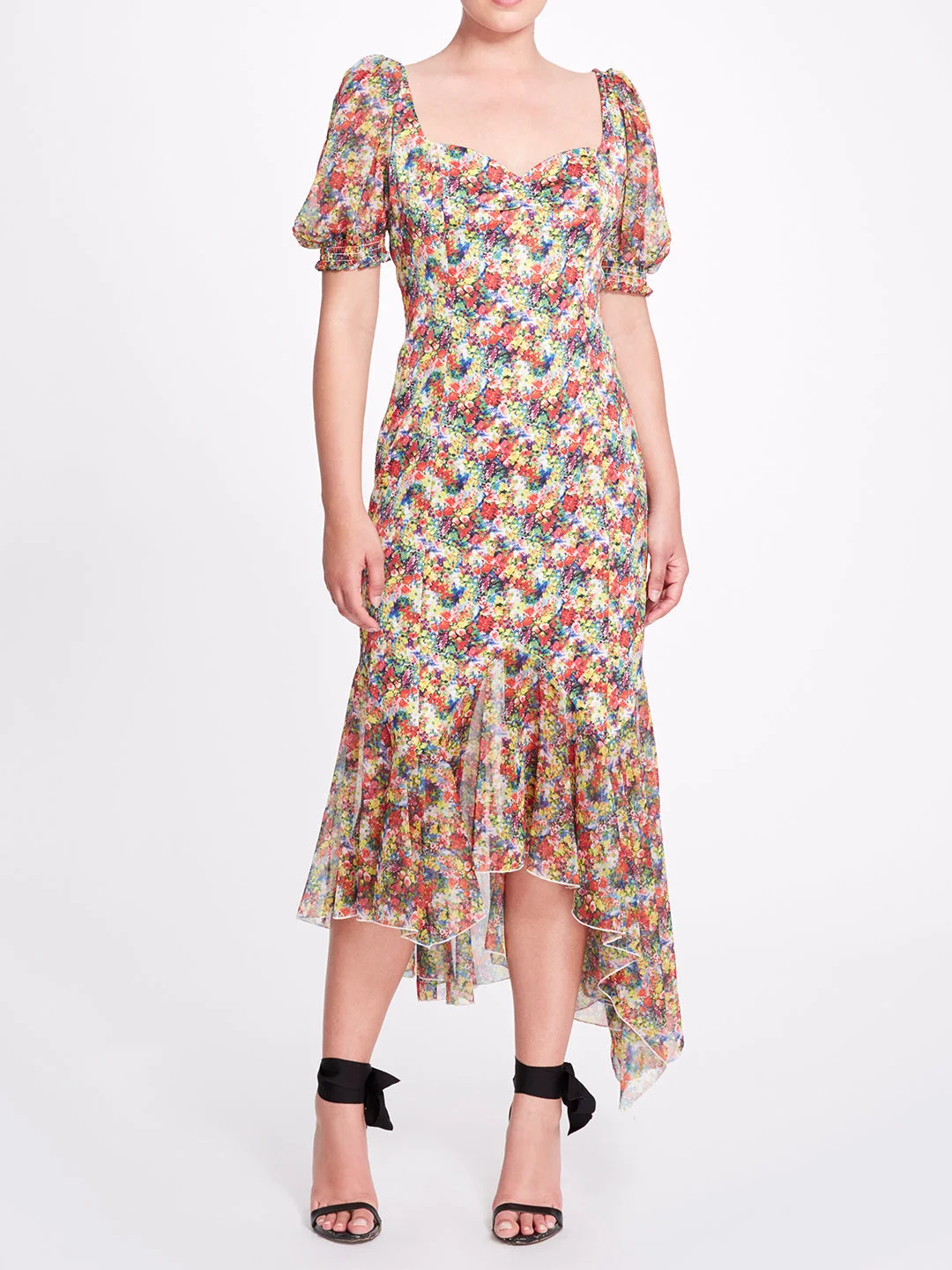 SWEETHEART NECKLINE HI-LO DRESS - 1