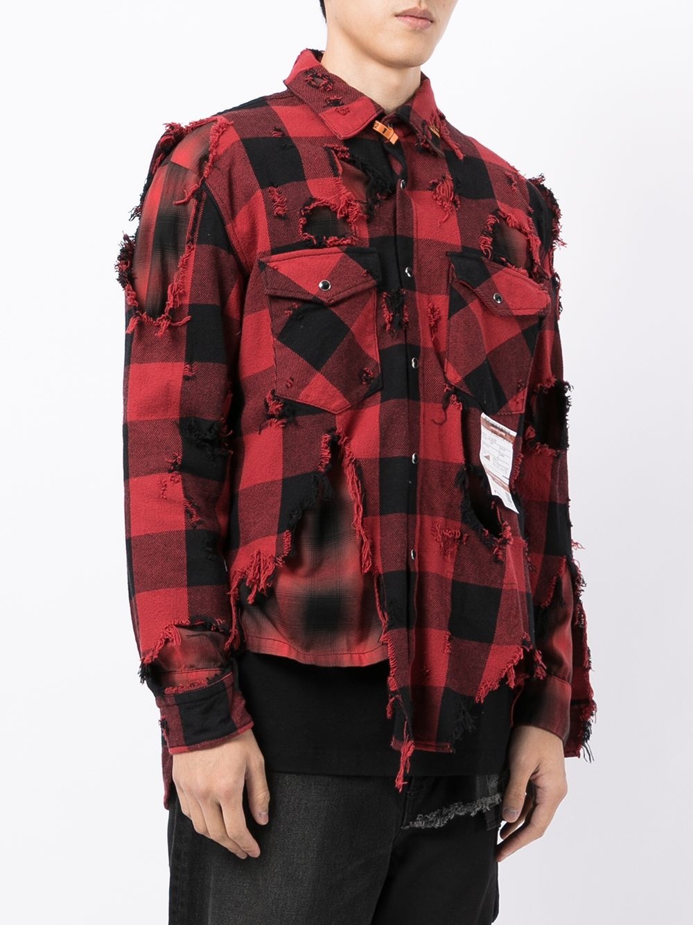 distressed plaid shirt - 3