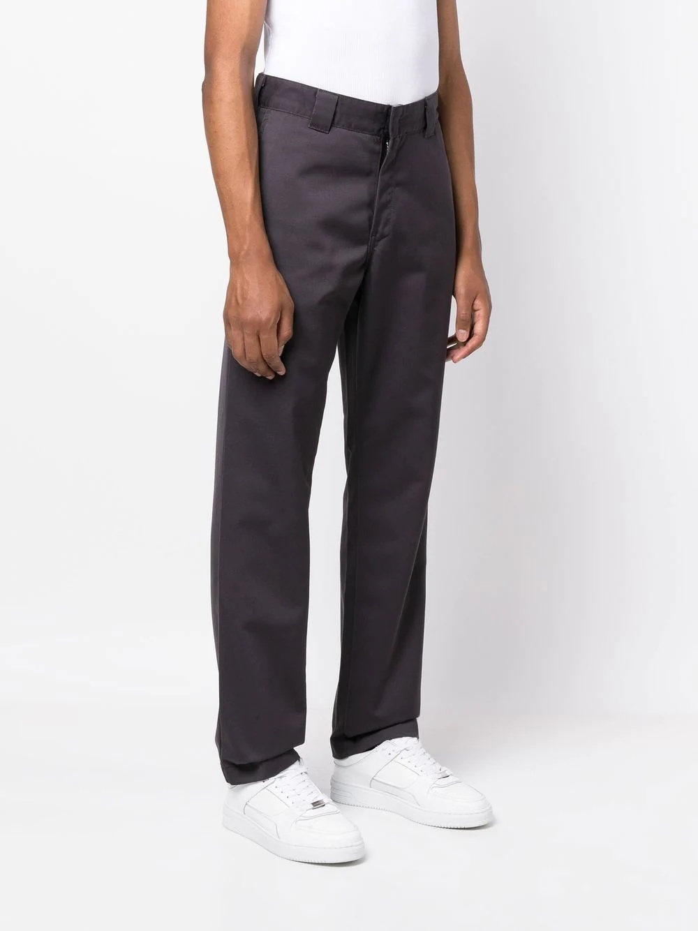 logo-patch slim-cut trousers - 3