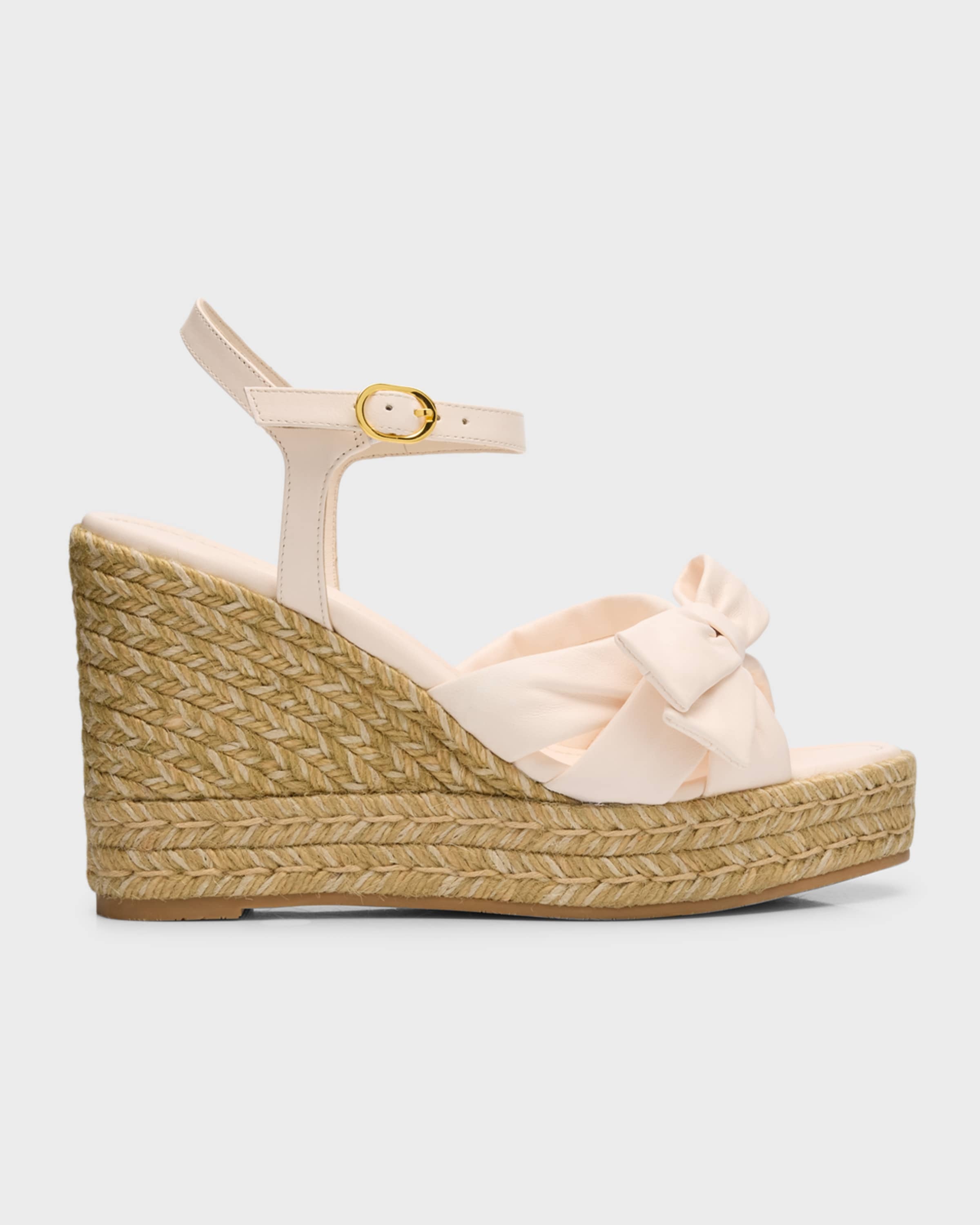 Sofia Leather Bow Wedge Espadrille Sandals - 1